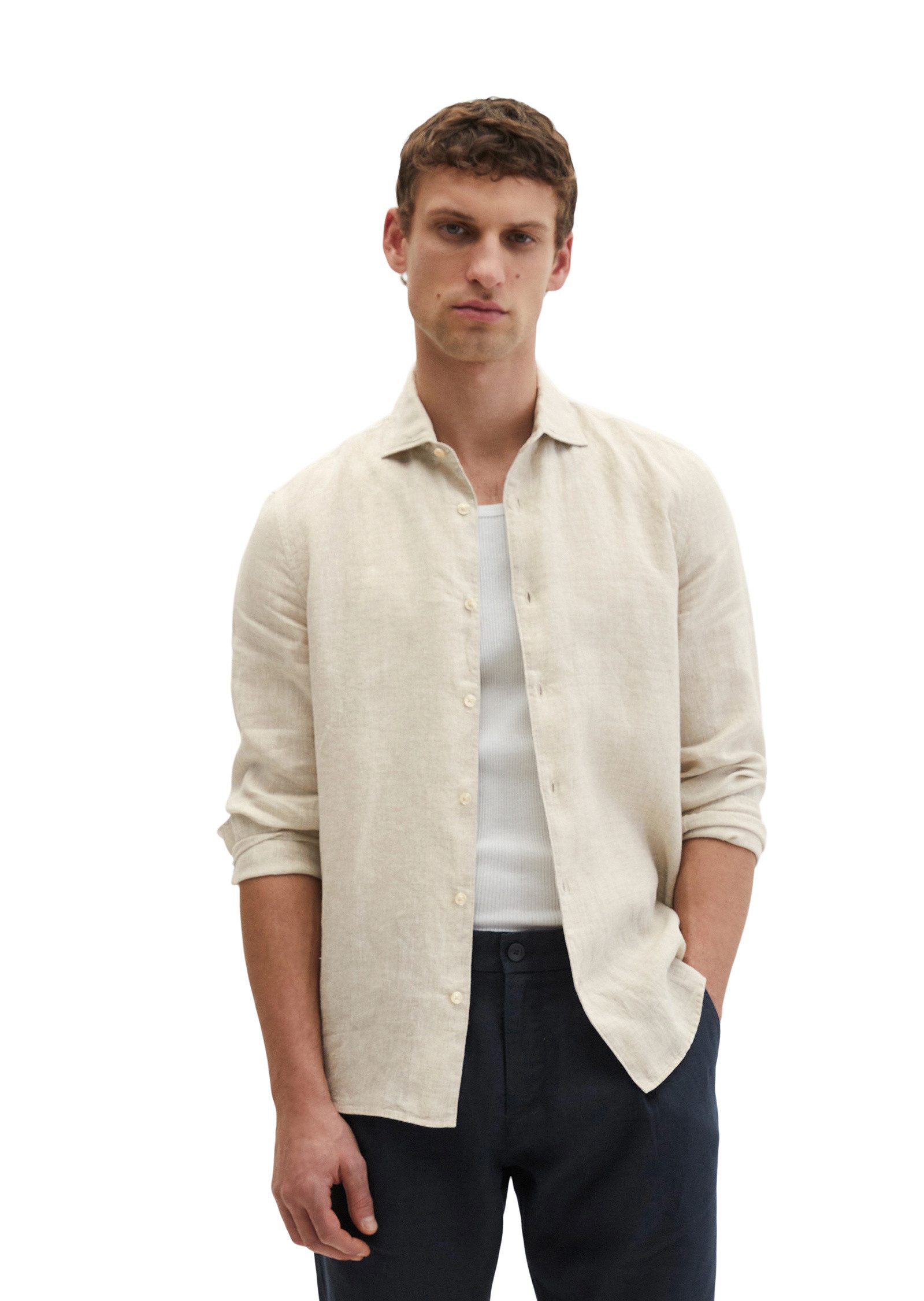 Marc O'Polo Langarmhemd aus feinem Leinen-Chambray