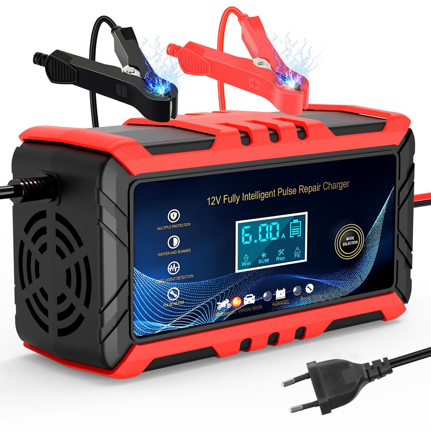 Profi Batterieladegerät,12V/6A intelligentes Autobatterie-Ladegerät Autobatterie-Ladegerät