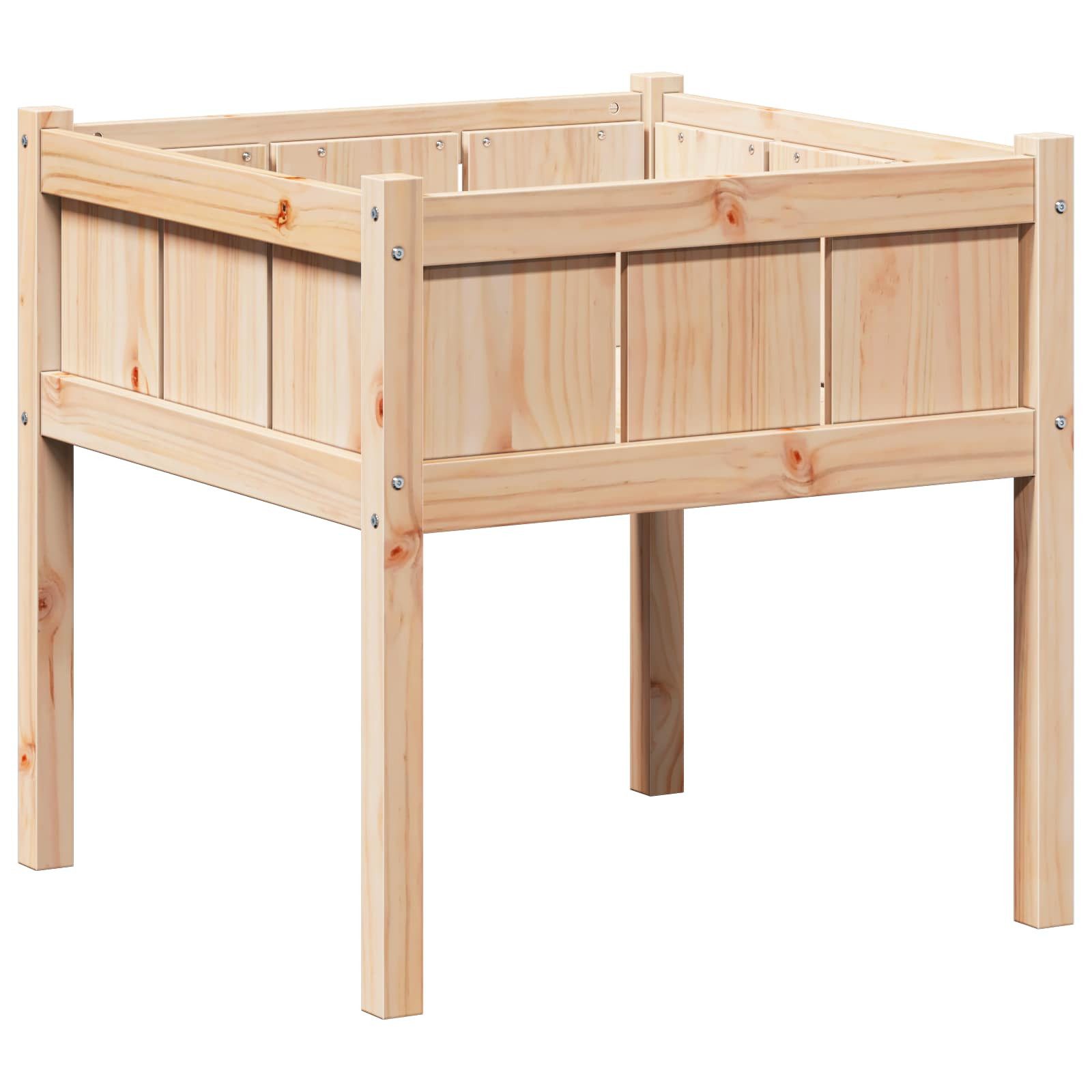 vidaXL Blumentopf Garten-Pflanzgefäß Natur 70 x 70 x 70 cm Massives Kiefernholz (1 St)