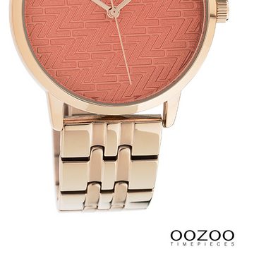 OOZOO Quarzuhr Oozoo Unisex Armbanduhr Timepieces Analog, (Analoguhr), Damen, Herrenuhr rund, mittel (36mm) Metallarmband rosegold, Fashion