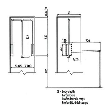 SO-TECH® Kleiderstange Kleiderlift mit Teleskop-Breitenverstellung 545 - 700 mm, Tragkraft 8 kg