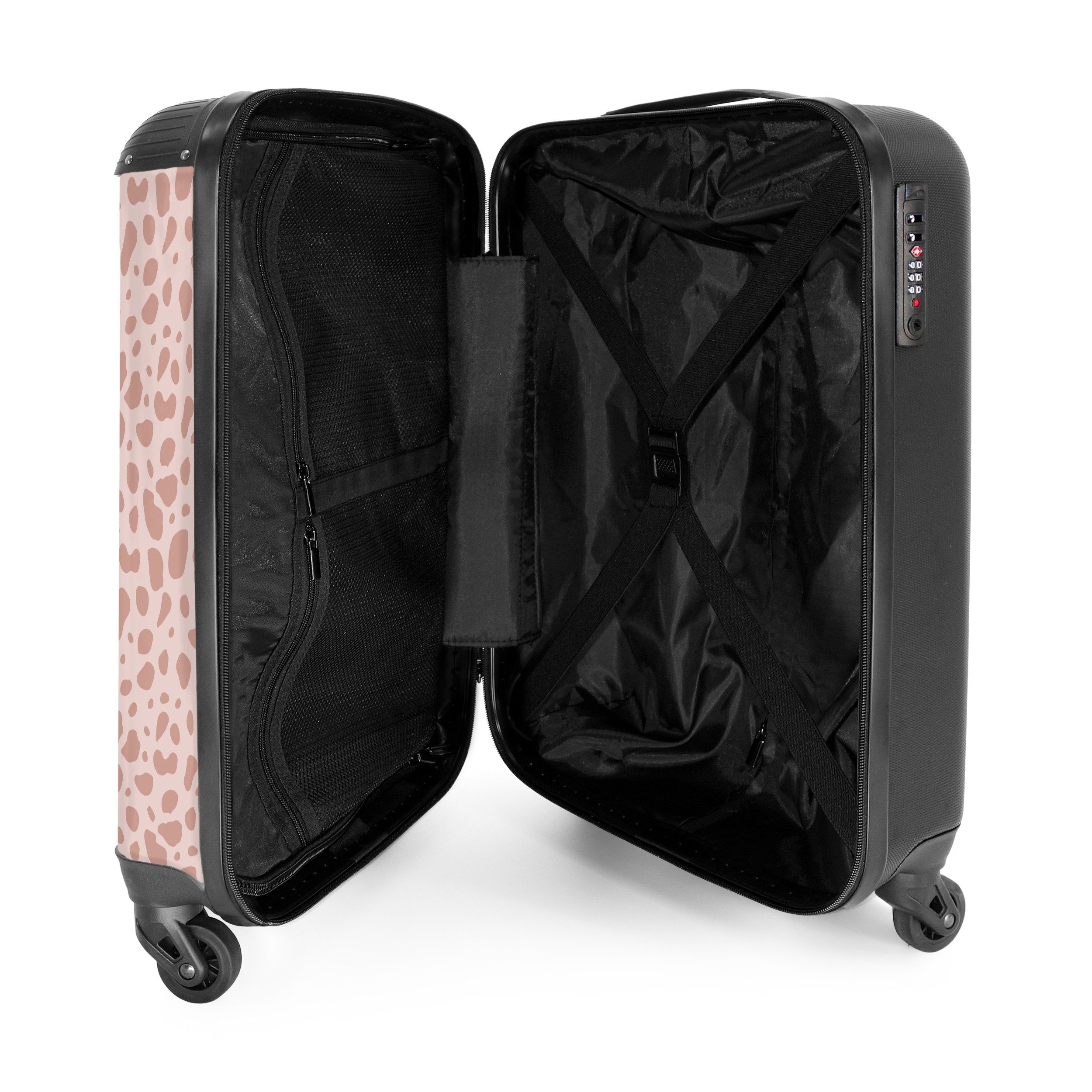 NoBoringSuitcases.com© Hartschalen-Trolley Leopardenmuster auf Puderrosa 55x35x20cm, Handgepäck Koffer & Trolleys, Luggage, Reisekoffer Frauen – Bild 4 von 5