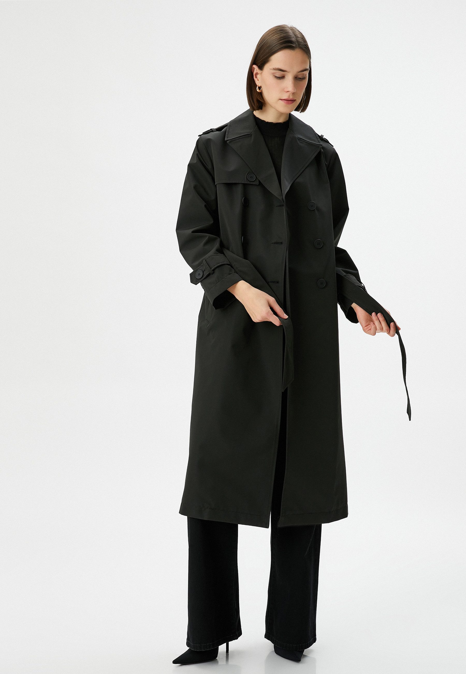 Trenchcoat Extra Lang Mit Gürtel Trenchcoat