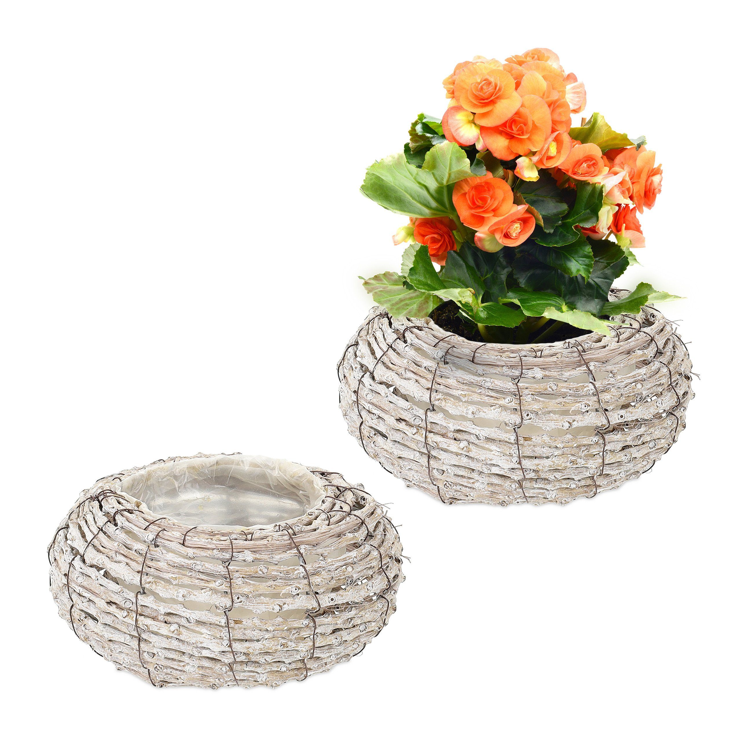 relaxdays Runder Set Blumentopf im 2er Blumentopf