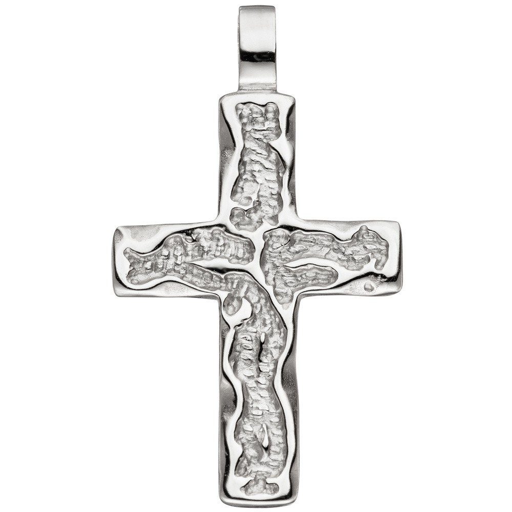 Schmuck Krone Kettenanhänger Anhänger Kreuz gehämmert aus 925 Silber, Silbe günstig online kaufen