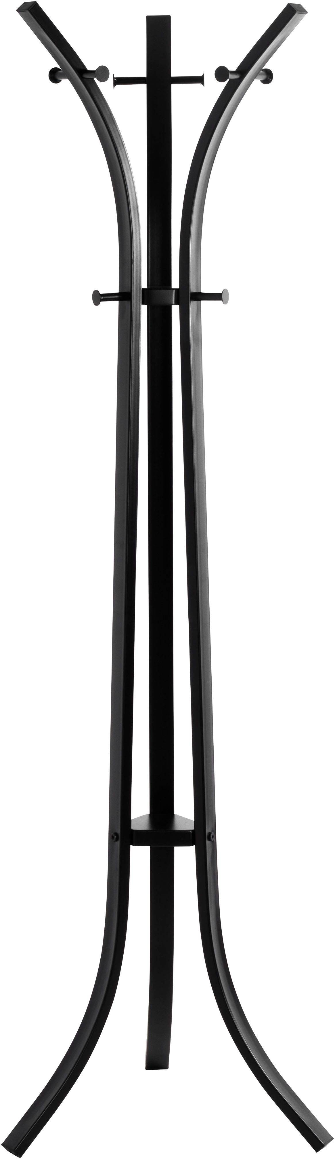 HAKU Garderobenständer Kleiderständer, Standgarderobe, freiform - aus Metall Schwarz - Ø/H 45/177 cm