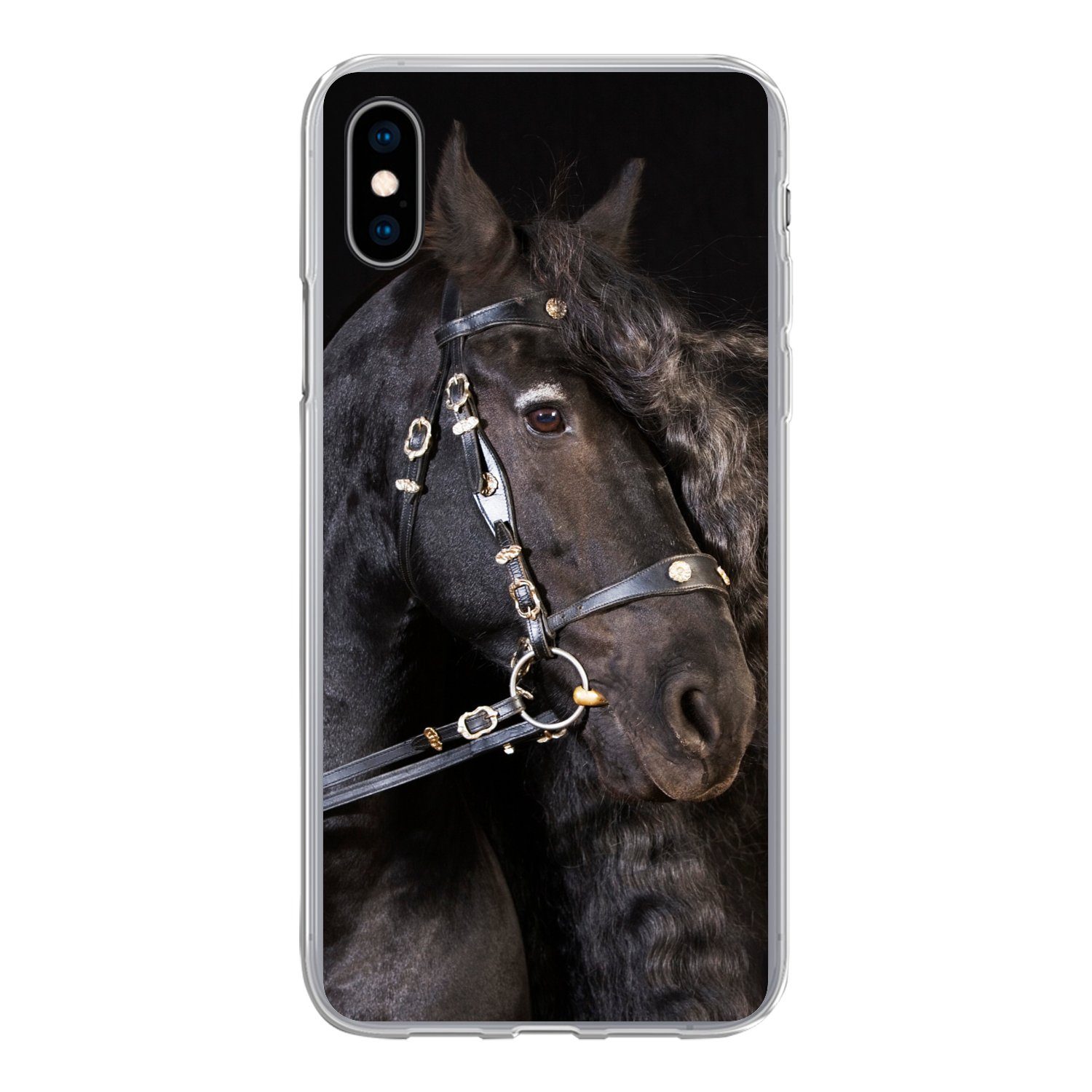 MuchoWow Handyhülle für Apple iPhone XS Pferd - Halfter - Mähne, Smartphone-Bumper, Print, Handy Schutzhülle Dünn