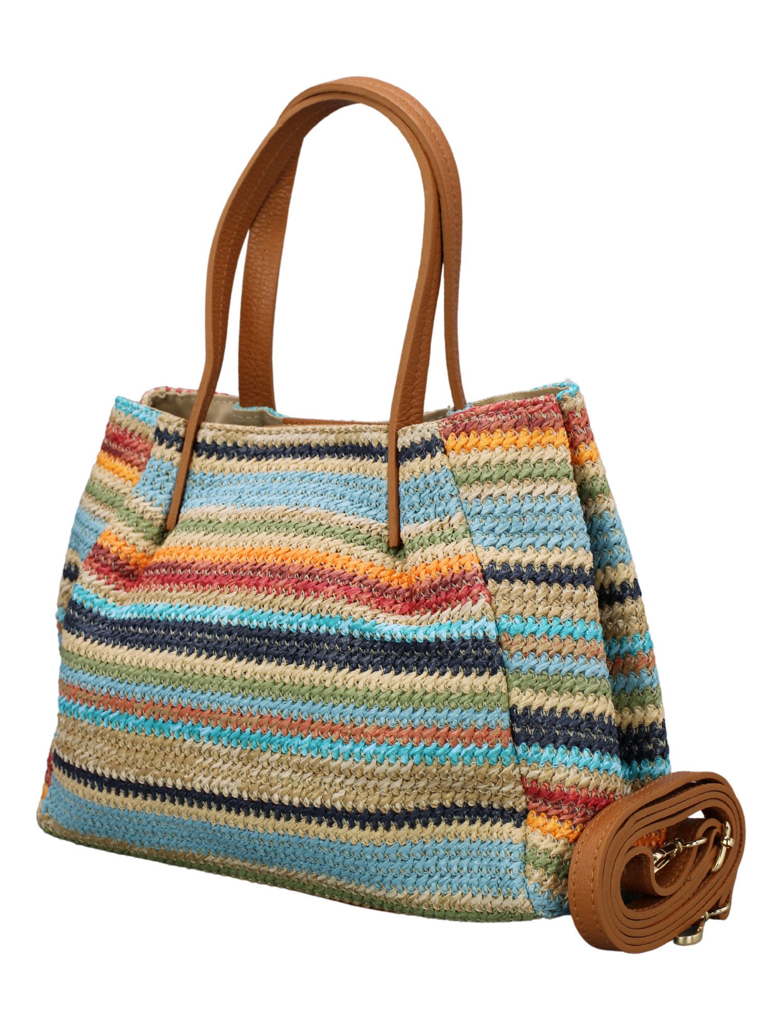 Adel Bags Schultertasche RITA Strohtasche für Damen, mit Leder, ideal für S günstig online kaufen