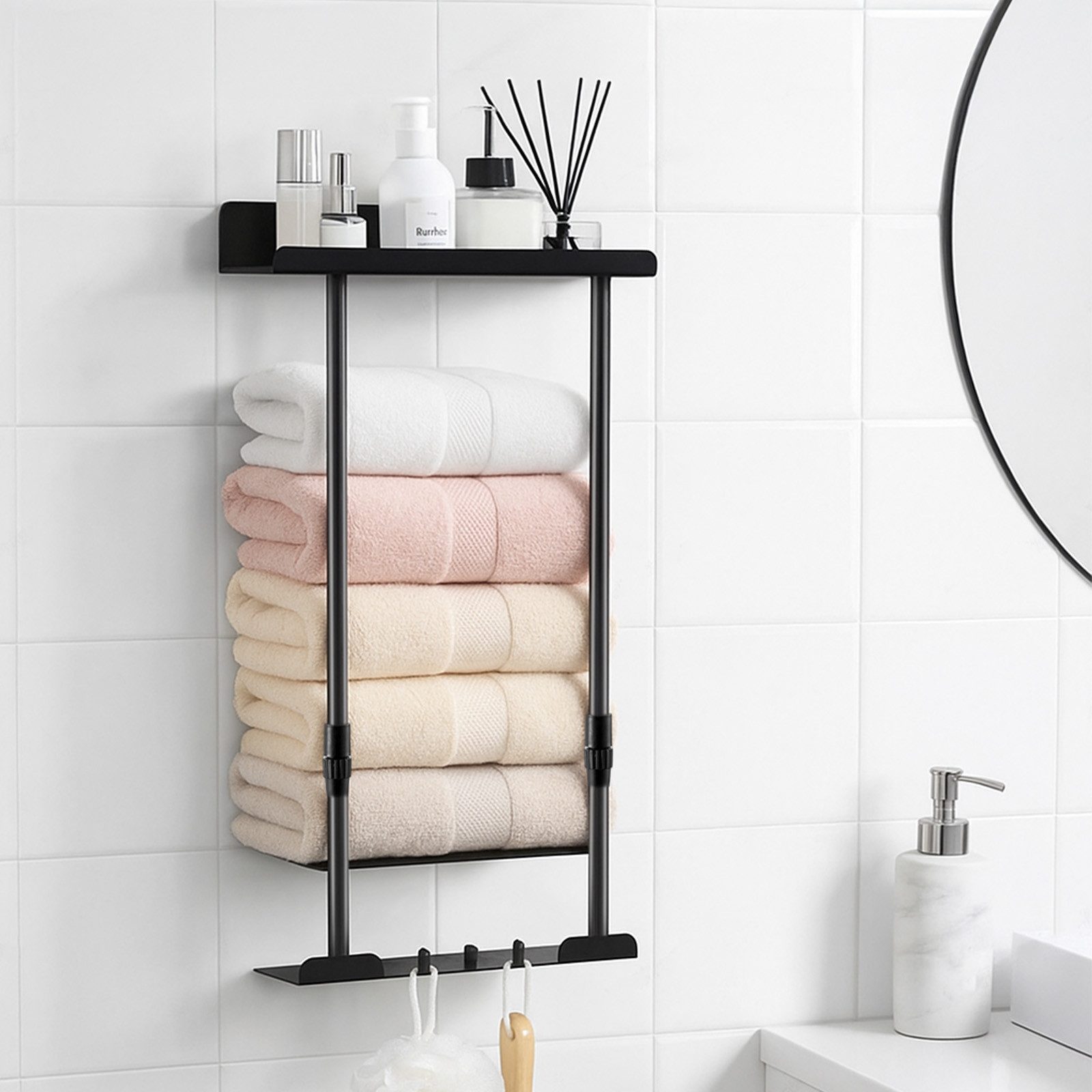 Youyijia Handtuchhalter Schwarzer Ausziehbarer Handtuchhalter – Platzsparen günstig online kaufen