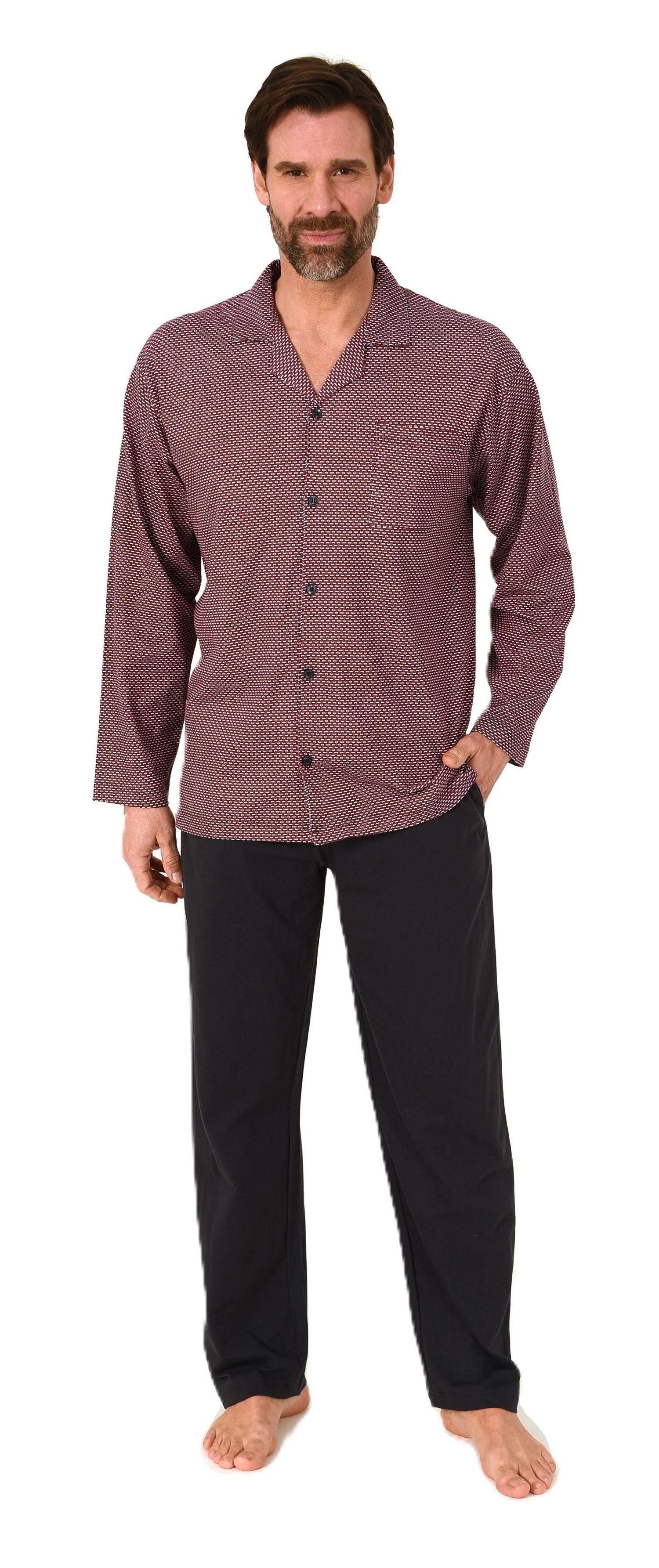 Normann Pyjama Herren Langarm Schlafanzug zum durchknöpfen, auch in Übergrö günstig online kaufen