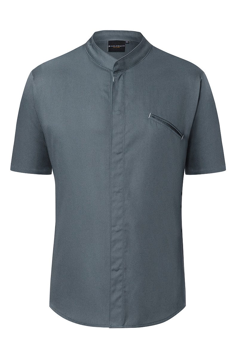 Karlowsky Fashion Kochjacke KARLOWSKY Herren Kochjacke Kurzarm Modern-Fit Anthrazit