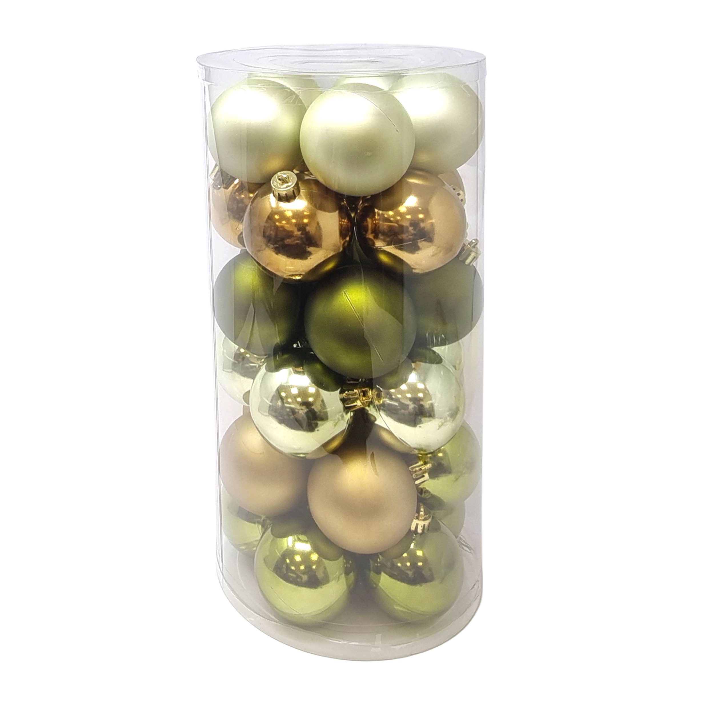B&S Weihnachtsbaumkugel 30 Kugeln Ø 6 cm Farbmix / olive / Kunststoff (30 St)