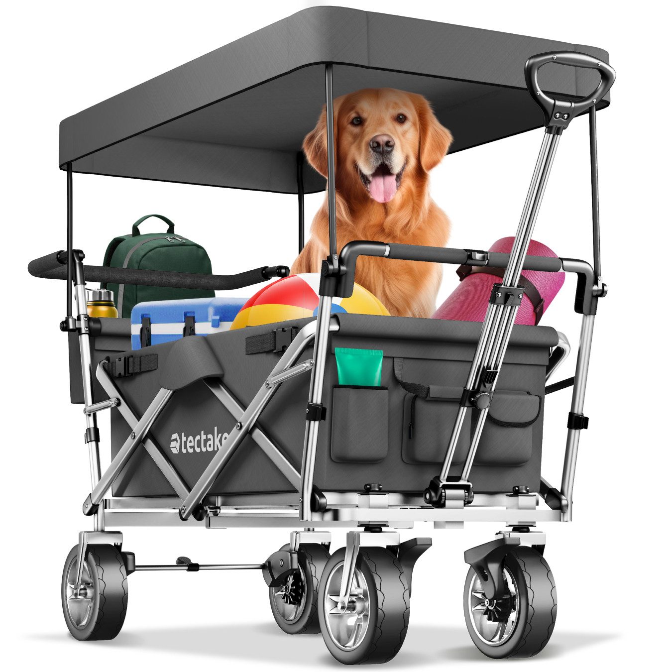 tectake Bollerwagen Nico (1-tlg), faltbar, mit Dach