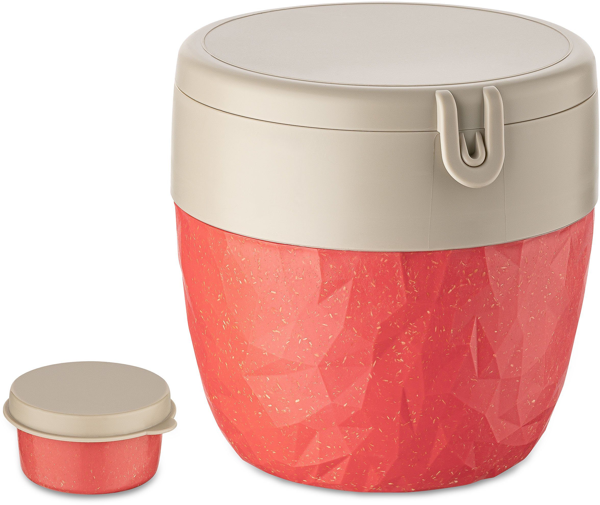 KOZIOL Lunchbox BENTOBOX nature (Set, Kunststoff, 2-tlg), M, biozirkulärem coral Material,spülmaschinengeeignet,melaminfrei,recycelbar