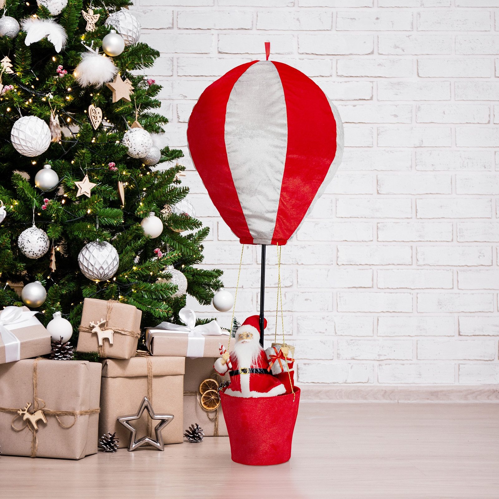 HTI-Living Weihnachtsmann Weihnachtsmann im Heißluftballon (Stück, 1 St., 1 Weihnachtsmann im Heißluftballon), Weihnachtsdekoration zum Stellen und Aufhängen