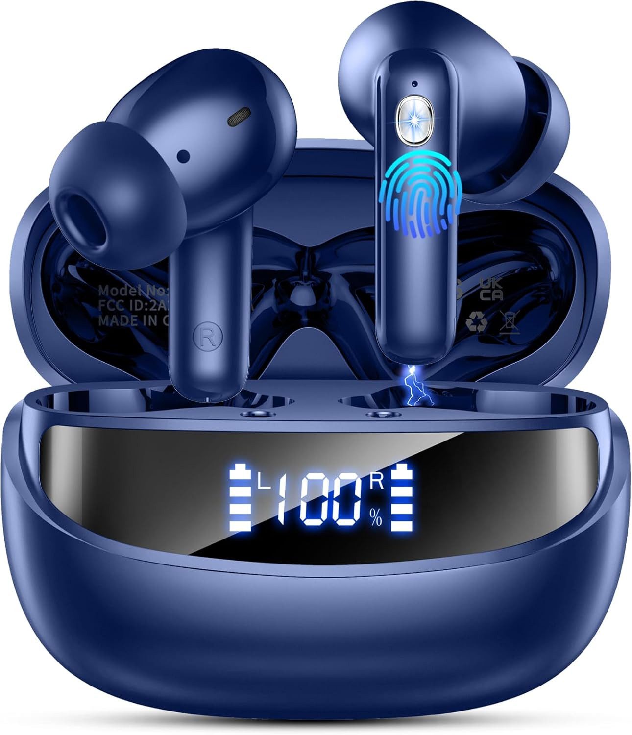 Nerunsa Bluetooth 5.4 In Ear Kopfhörer mit ENC & 50h Akku In-Ear-Kopfhörer (IP7 wasserdichte Ohrhörer schützen zuverlässig vor Schweiß, Regen und Feuchtigkeit beim Outdoor-Einsatz., Kabellose Ohrhörer HiFi Stereo, LED Display, wasserdicht IP7)