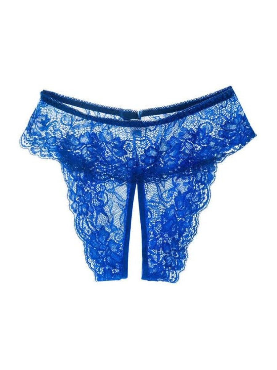 Elegant Love Slip-Ouvert Damenslip Höschen mit offenem Schritt, Spitze-Tanga, Sexy Unterwäsche Dessous in Spitzenoptik, Lingerie für Damen