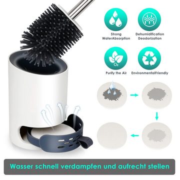 Clanmacy WC-Reinigungsbürste Silikon Toilettenbürste WC hygenische Steril Bürste Edelstahl Griff 2 in 1, (1-tlg)