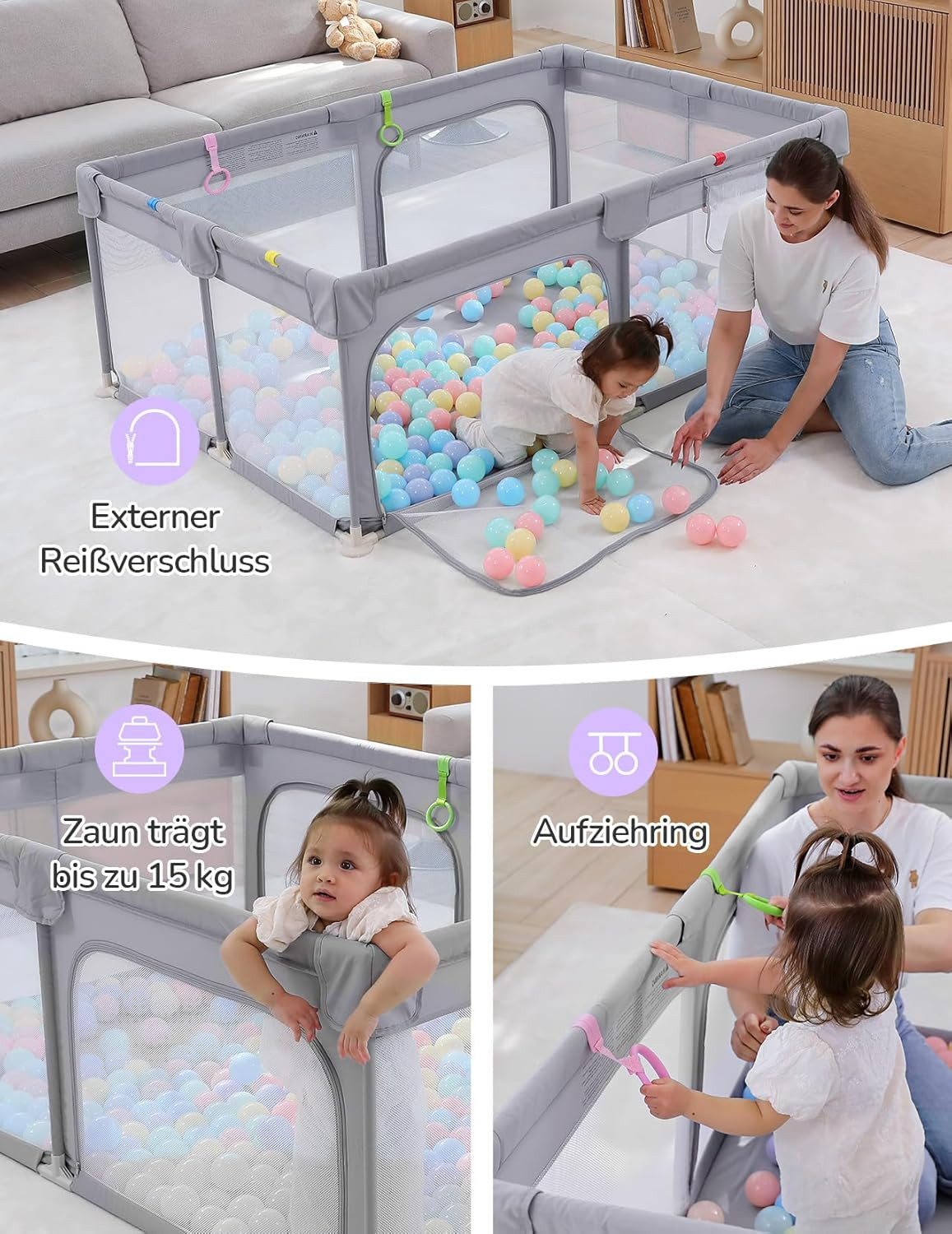 OUNUO Laufgitter Baby Laufgitter 120 x günstig online kaufen
