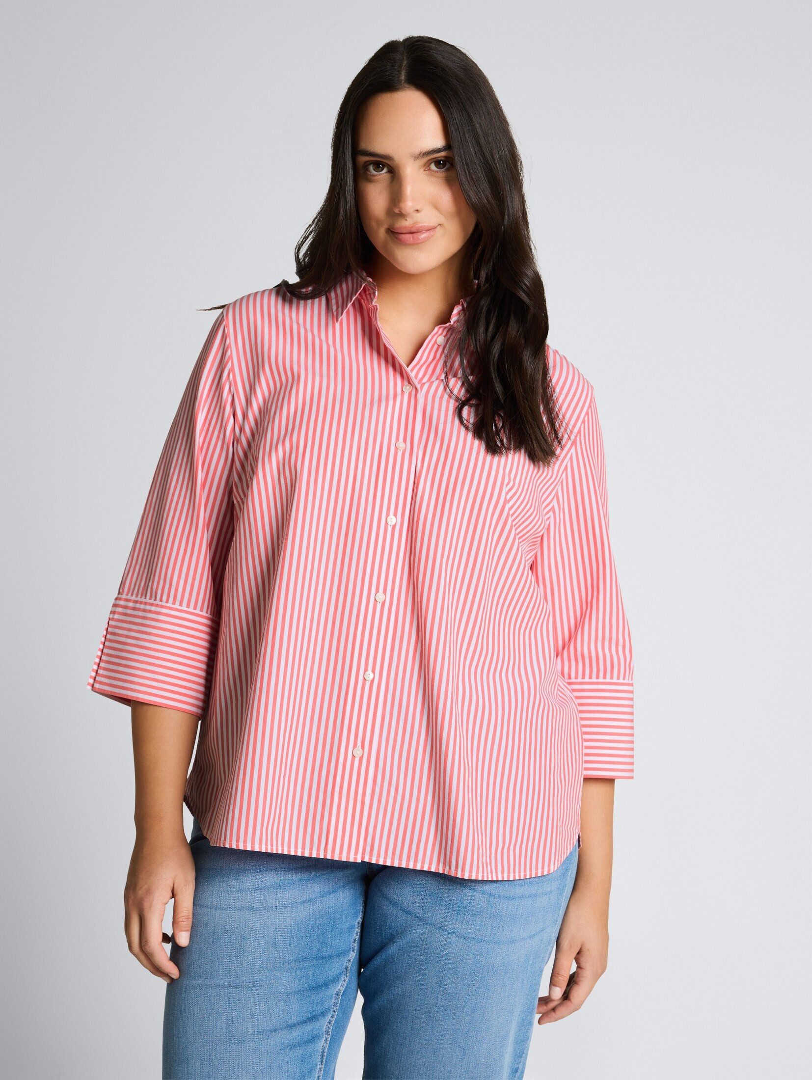 TOM TAILOR PLUS Langarmbluse Blusen & Shirts Plus Size - Hemdbluse mit Streifenmuster