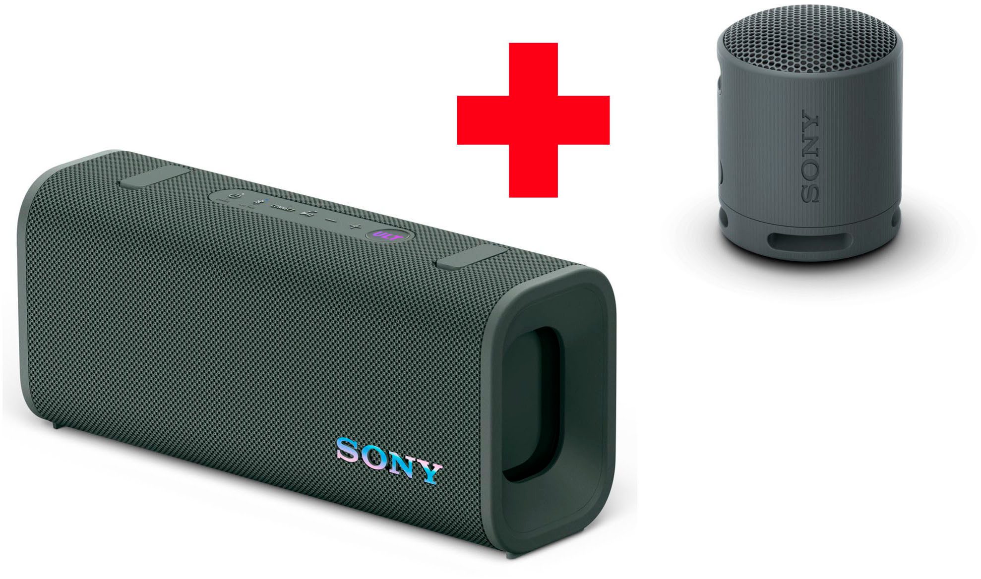 Sony ULT FIELD 3 + SRS-XB100 Bluetooth-Lautsprecher Stereo (A2DP Bluetooth, Bluetooth, HFP, AVRCP Bluetooth, 30 W, 2er Set - ULT POWER SOUND, 24h-Akku, IP67, wasser- & staubdicht)