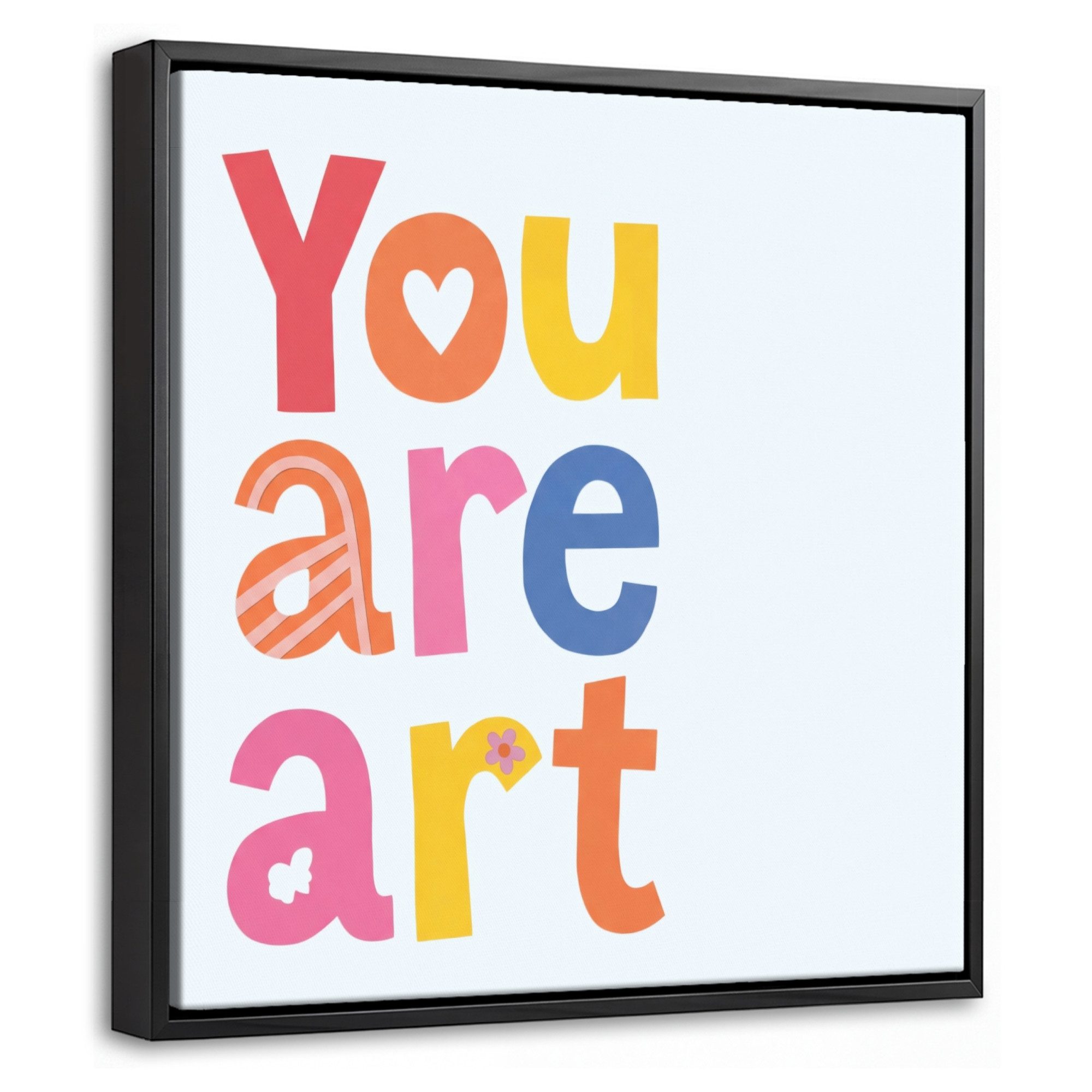 OneMillionCanvasses® Leinwandbild mit Rahmen - Du bist Kunst - Bunt - Grafisch, Fotodruck (1 St), Leinwand Bilder Klein, Wand Dekoration Aesthetic 20x20cm
