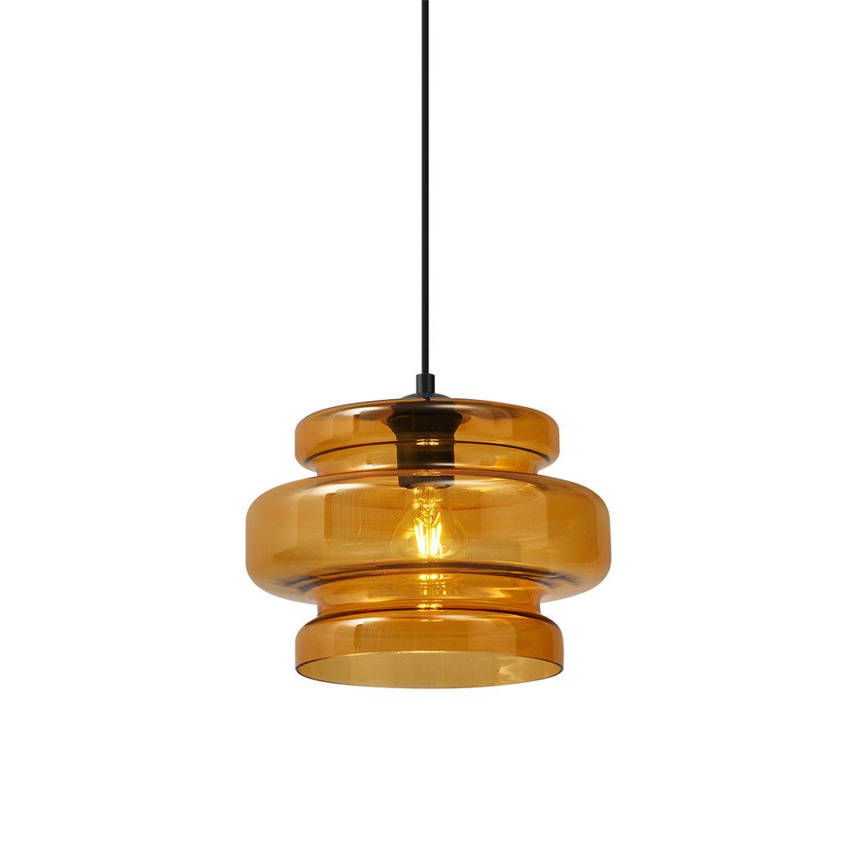 Qazqa Pendelleuchte Denise, ohne Leuchtmittel, Extra-Warmweiß, QAZQA Hängeleuchte, e27, Orange, Glas, Retro