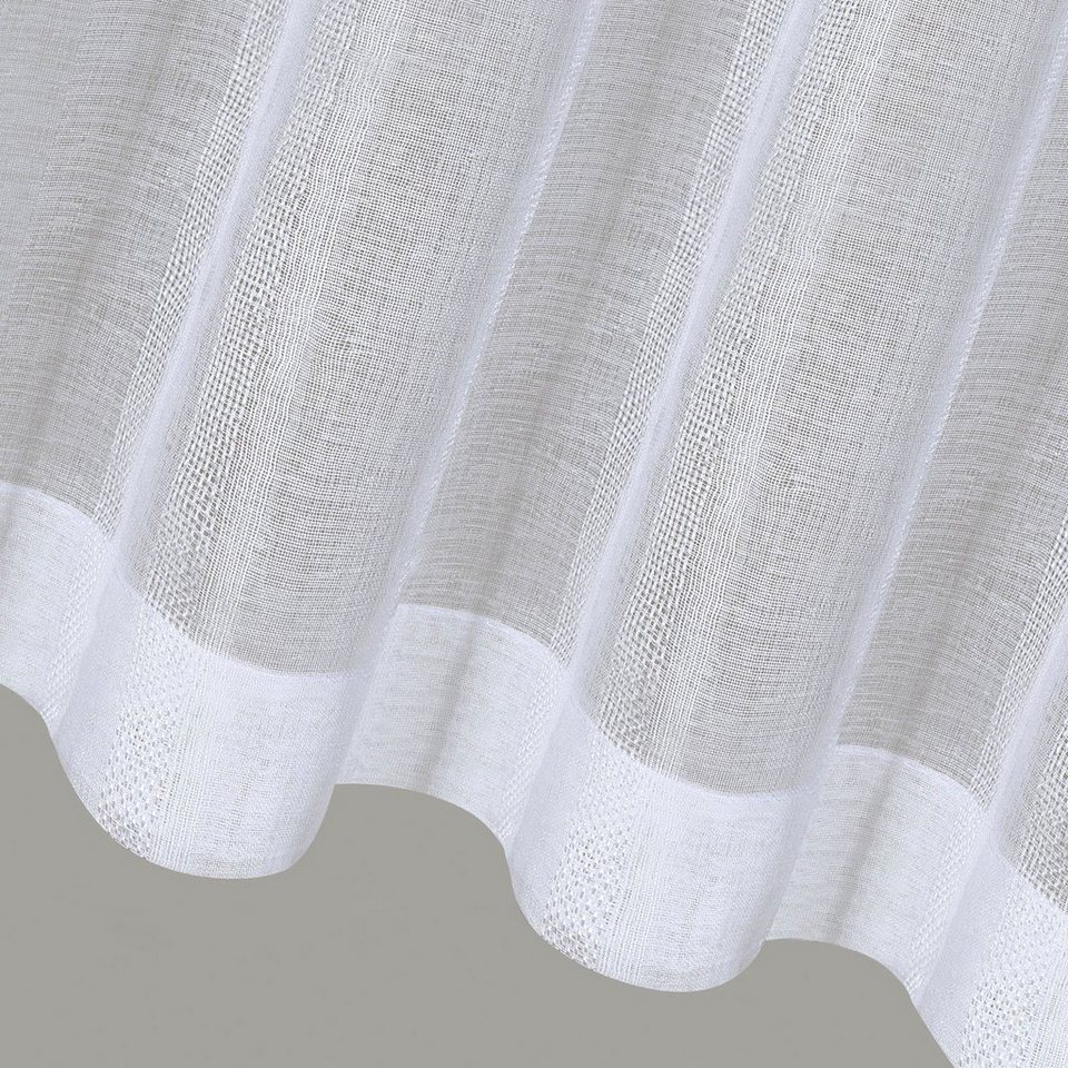 Scheibengardine Elke, Gerster, Stangendurchzug (1 St), transparent, HxB:  50x140, mit Streifen Design