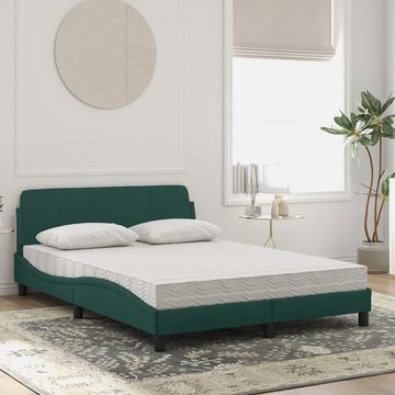 vidaXL Bett Bett mit Matratze Dunkelgrün 140x200 cm Samt