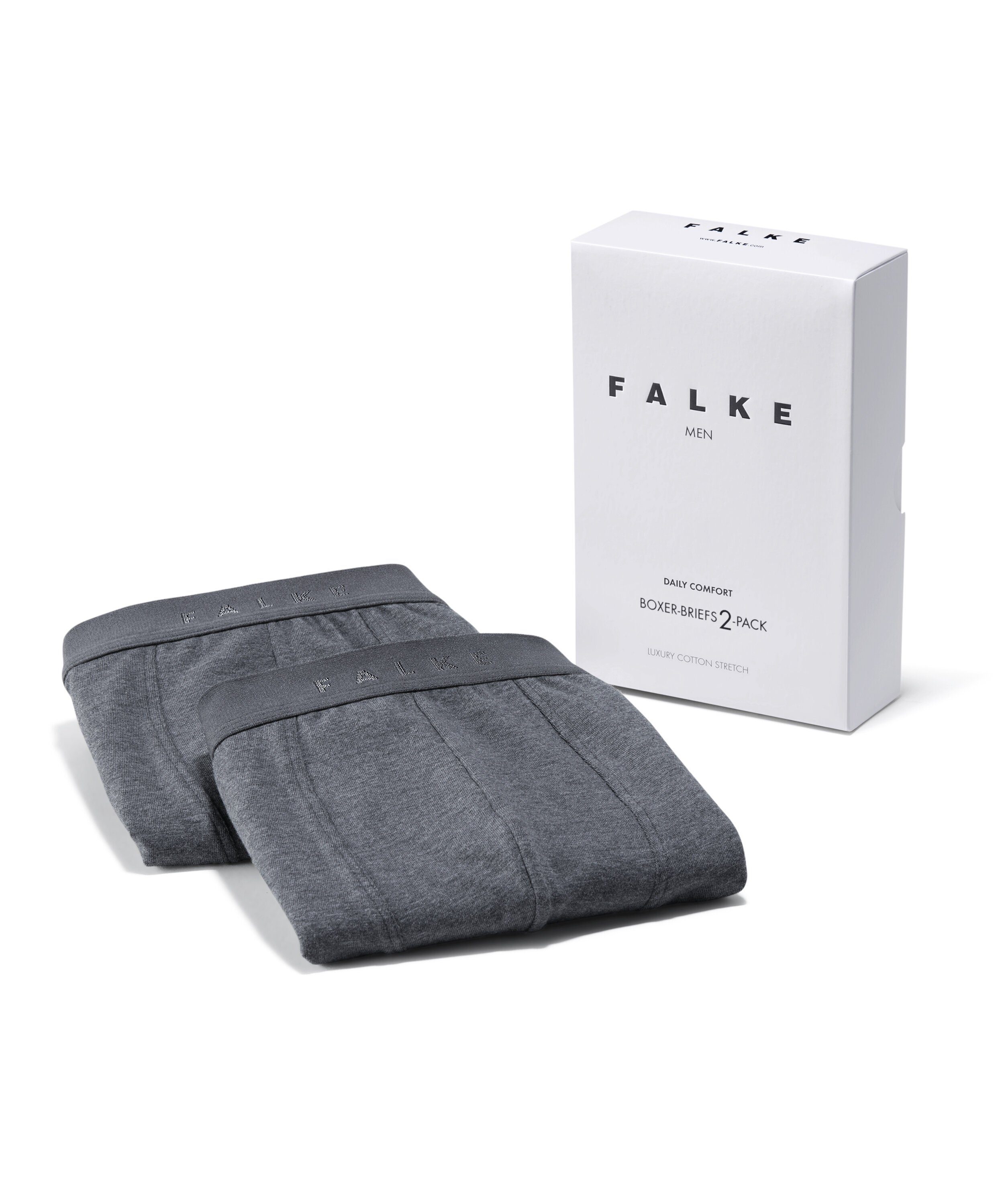 grey Boxershorts FALKE Baumwolle (3278) Softe dark (2-St) Elasthan mit -heather 2-Pack