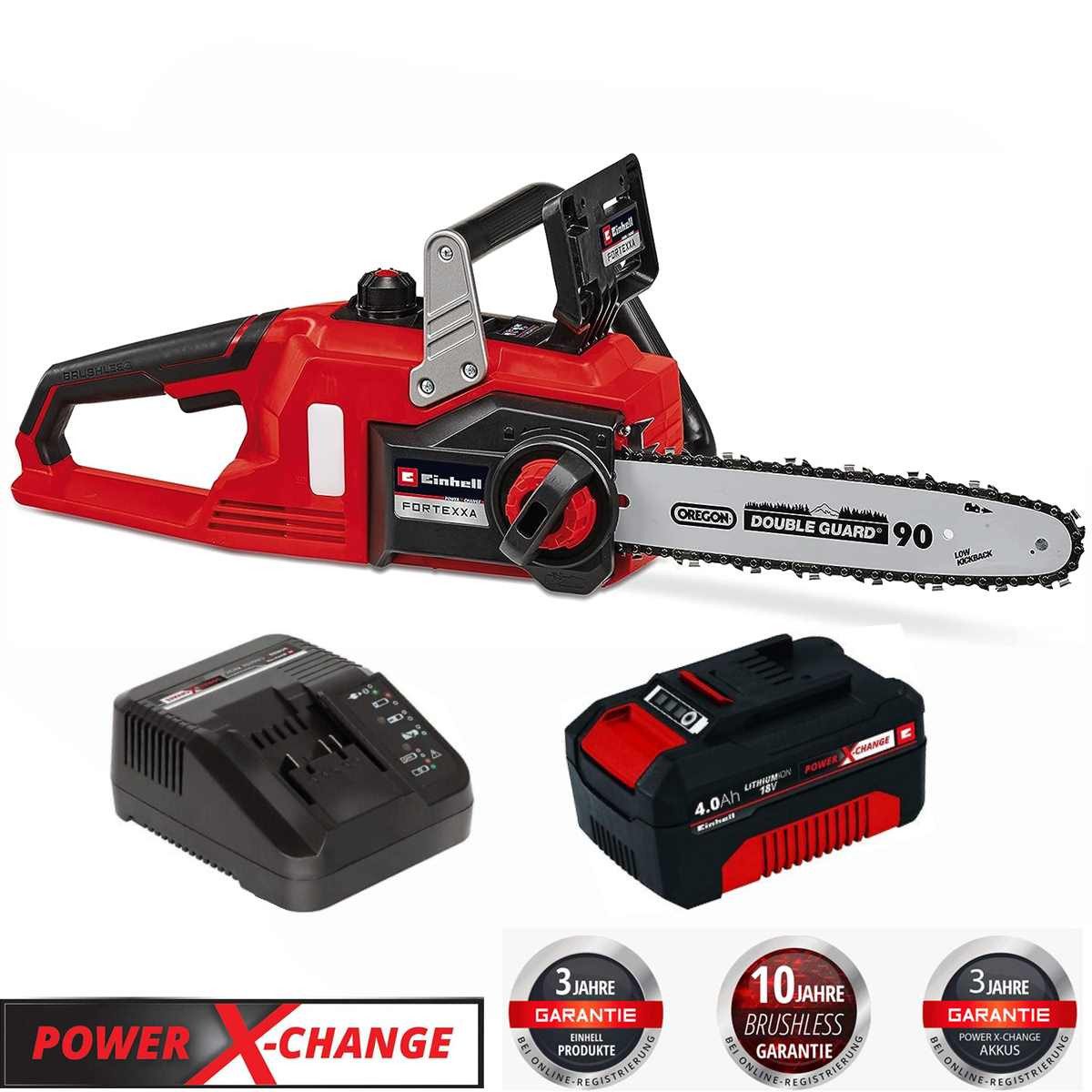Einhell Akku-Kettensäge Kettensäge FORTEXXA 18/30 mit Akku 4.0 Ah, Ladegerät 30 cm Schwert