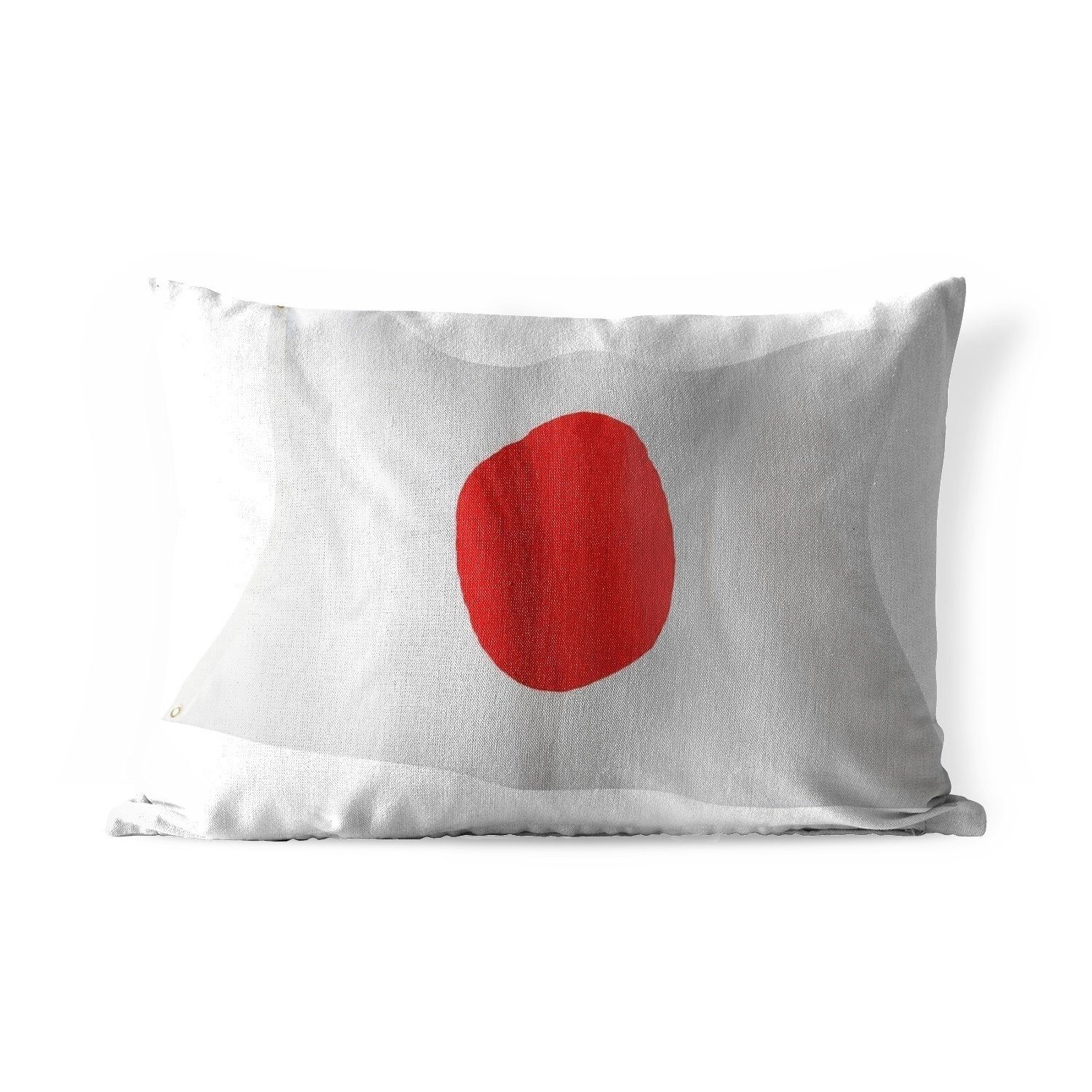 MuchoWow Dekokissen Die Flagge von Japan auf weißem Hintergrund, Outdoor-Dekorationskissen, Polyester, Dekokissenbezug, Kissenhülle