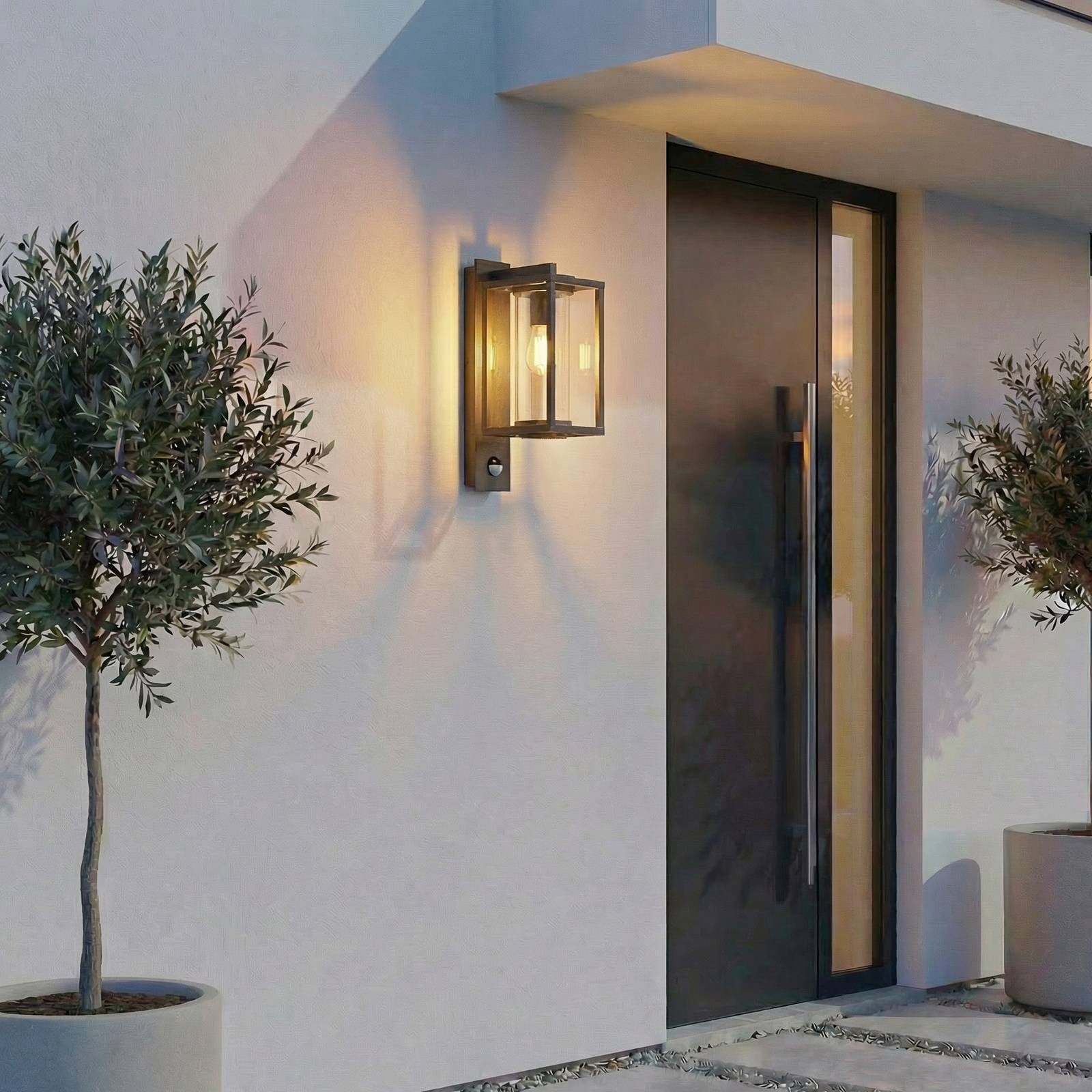 Lucande Außen-Wandleuchte Ferda, Metall, Schwarz IP44mit Bewegungsmelder, 1 x 15 W LED