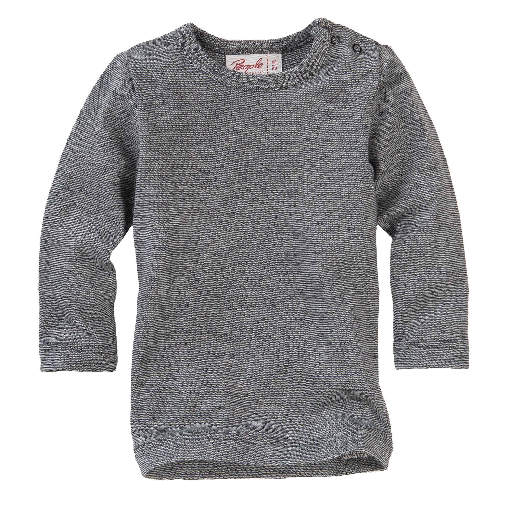 People Wear Organic Langarmshirt für Babys, Baumwolle-Wolle-Seide Langarm-Shirt, uni meliert Bio Baumwolle, Bio Wolle Grau