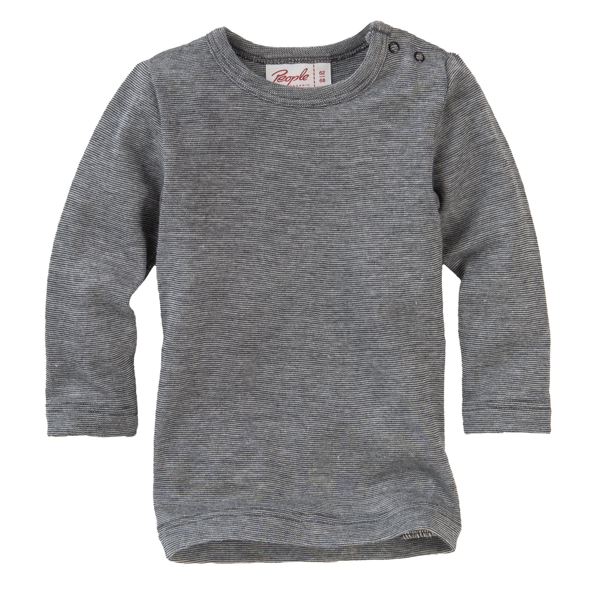 Wolle Bio für Langarmshirt uni Bio People Grau Baumwolle, meliert Organic Wear Babys, Baumwolle-Wolle-Seide Langarm-Shirt,