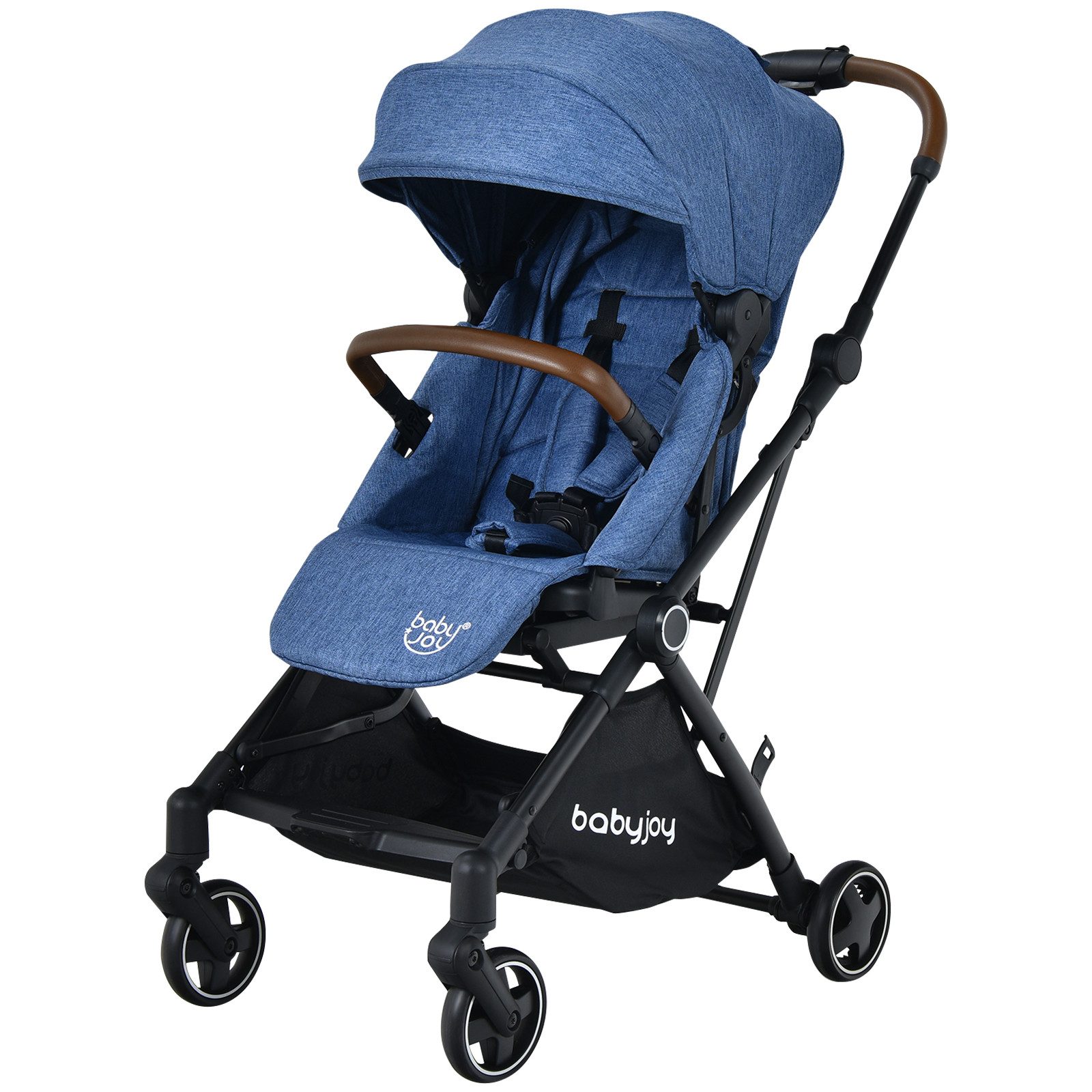 COSTWAY Kinder-Buggy 2 in1 Kinderwagen, mit Aufbewahrungskorb & Fußstütze