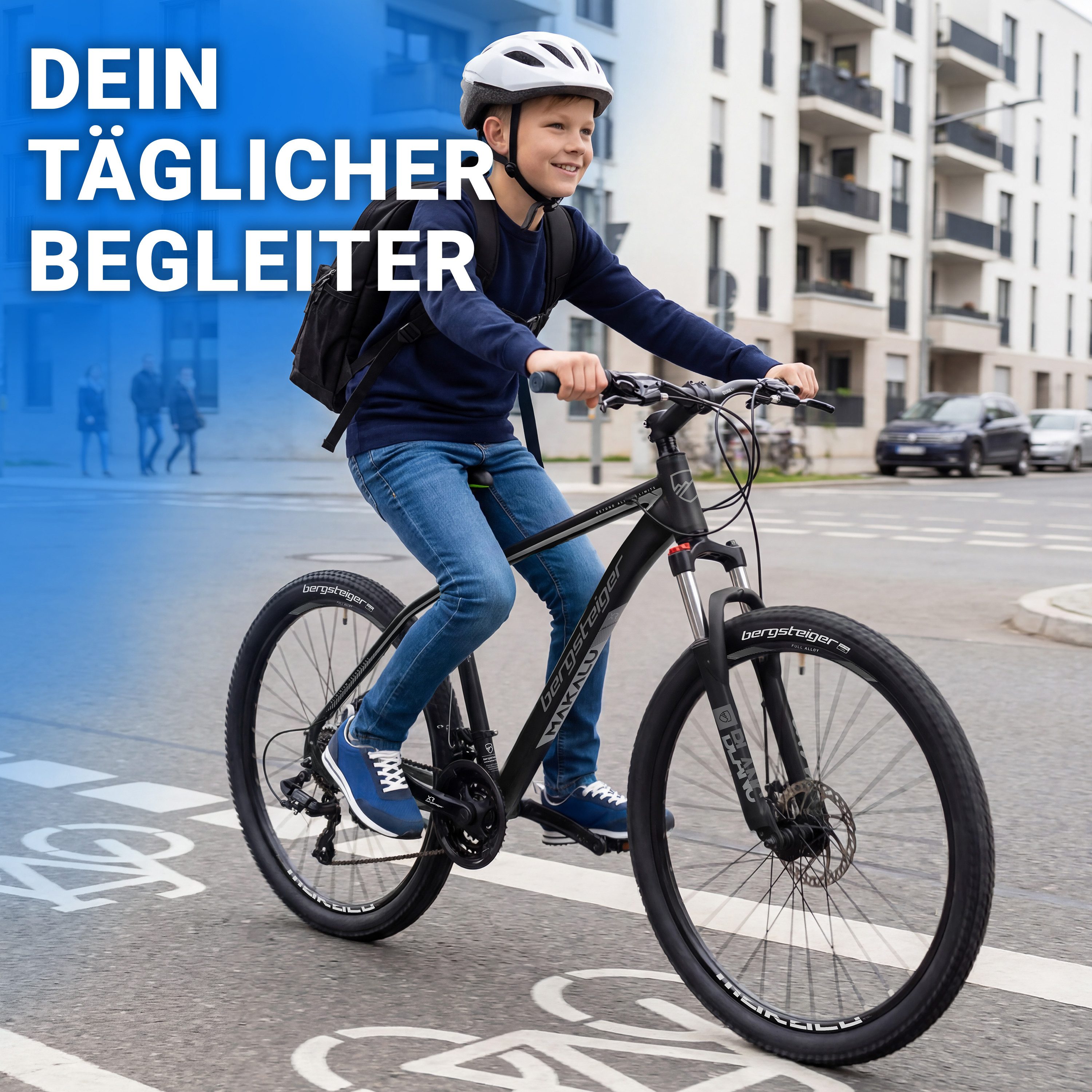bergsteiger Mountainbike Makalu 26, 29 Zoll Mountainbike Alu, geeignet ab 150 cm, Damen, Herren, 21 Gang Shimano Tourney RD-TY300 Schaltwerk, Kettenschaltung, S – Bild 4 von 5