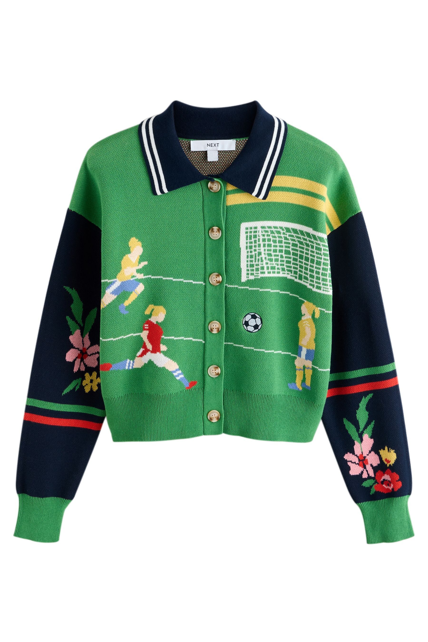 Next Cardigan Strickjacke mit Kragen, Fußball-Motiv (1-tlg)