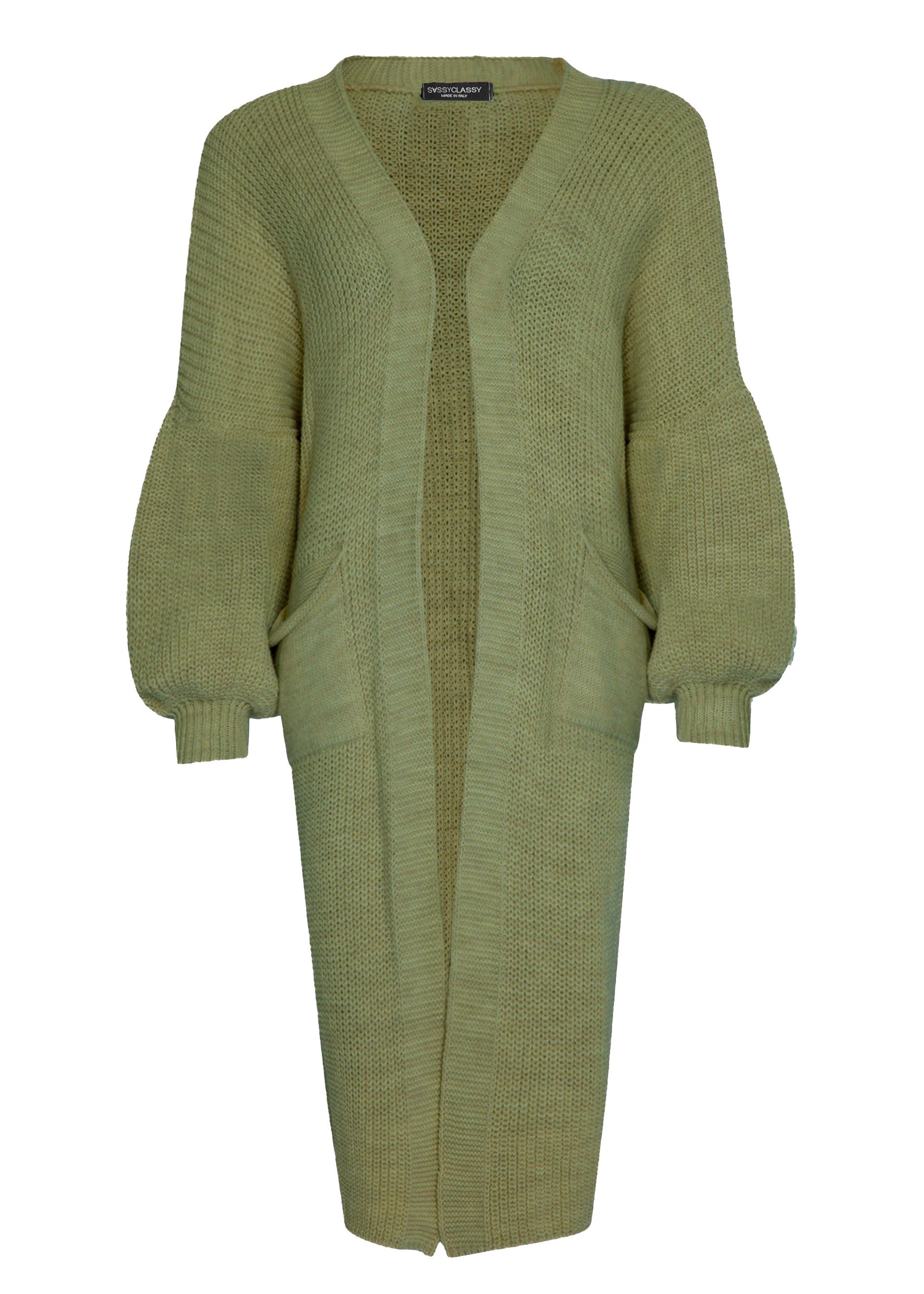 SASSYCLASSY Cardigan Oversize Strickjacke Damen lang mit Taschen Winter Max günstig online kaufen