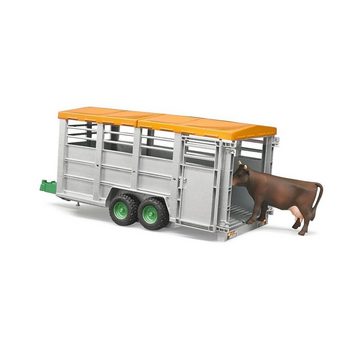 Bruder® Spielfahrzeug-Anhänger 02227 - Viehtransportanhänger mit 1 Kuh, Maßstab 1:16, für Traktor