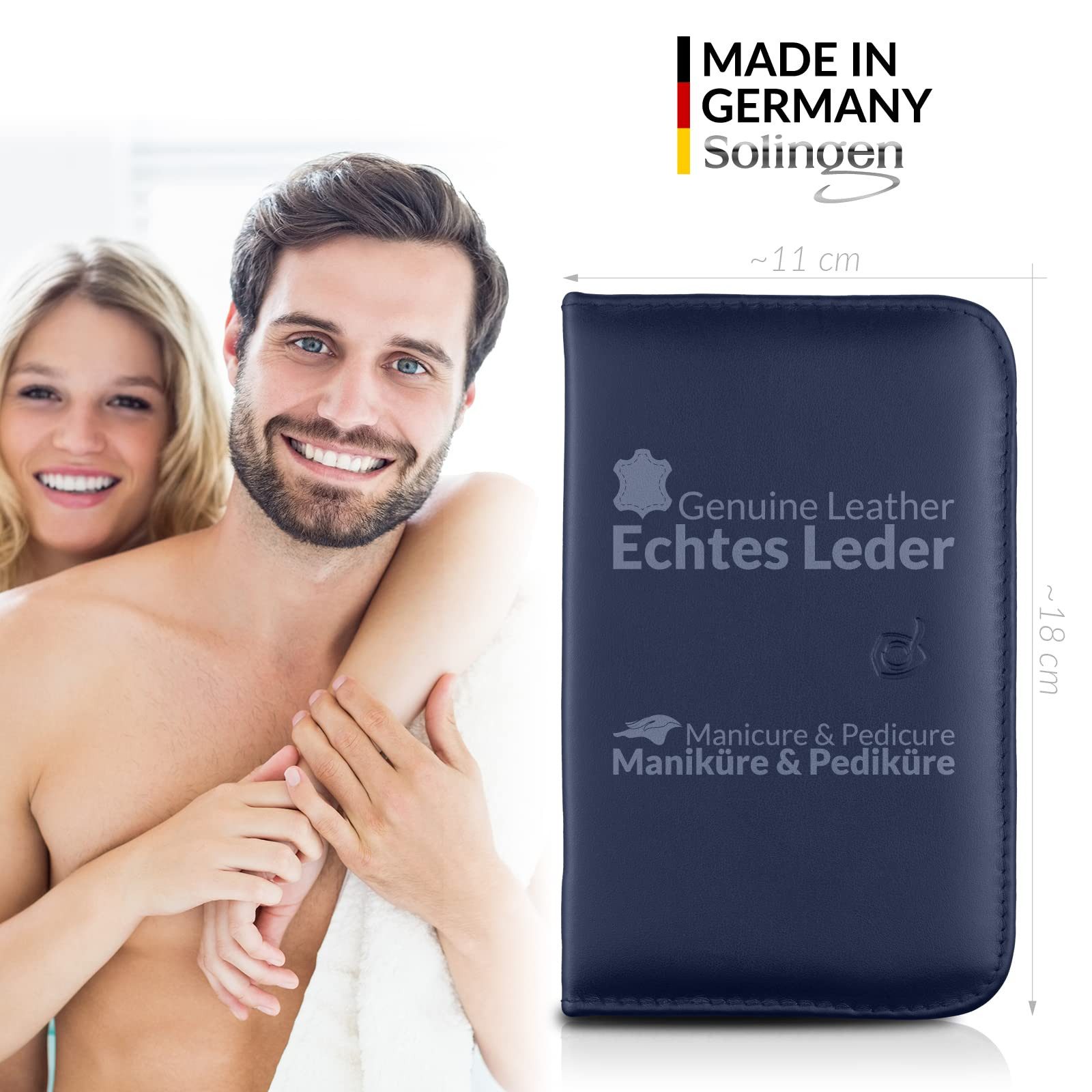 marQus Maniküre-Pediküre-Set 12 Teile in Echt Leder Etui handlich und weich, 12-tlg., Komplett Kit mit allem für die Hand- und Fußpflege, Nagelset – Bild 2 von 5