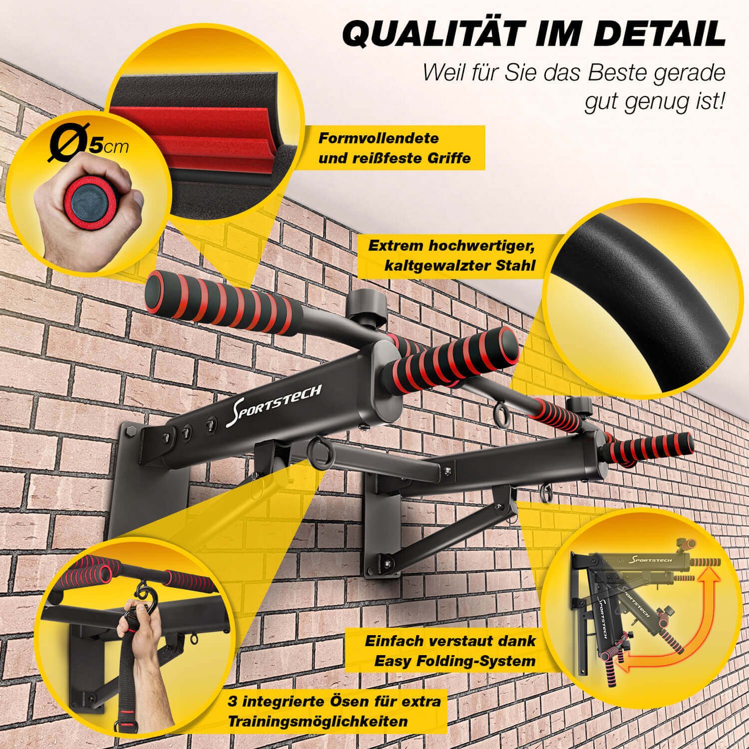 Sportstech Klimmzugstange KS350, Multifunktional, Schaumstoffgriff