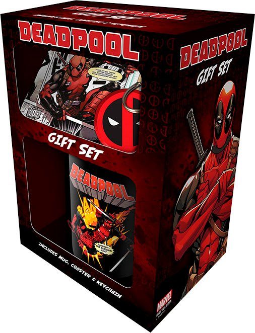 Image of PYRAMID Tasse »Geschenkset Deadpool«, Keramik, inkl. Untersetzter und Schlüsselanhänger