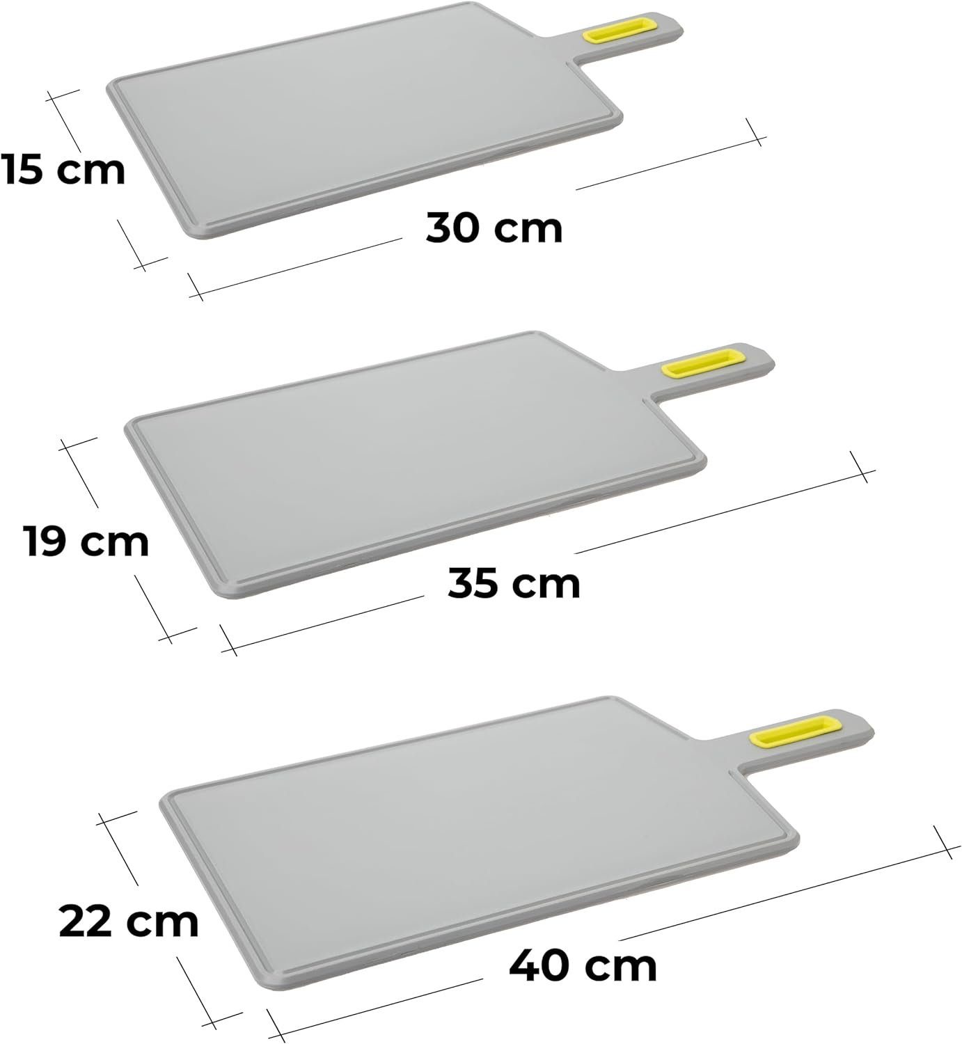 Kunststoff, L), Centi Set Standhalter (3er Schneidebretter Küchenbrett, S, Set Schneidebrett M, Set Schneidebrett spülmaschinenfest, mit 3-er