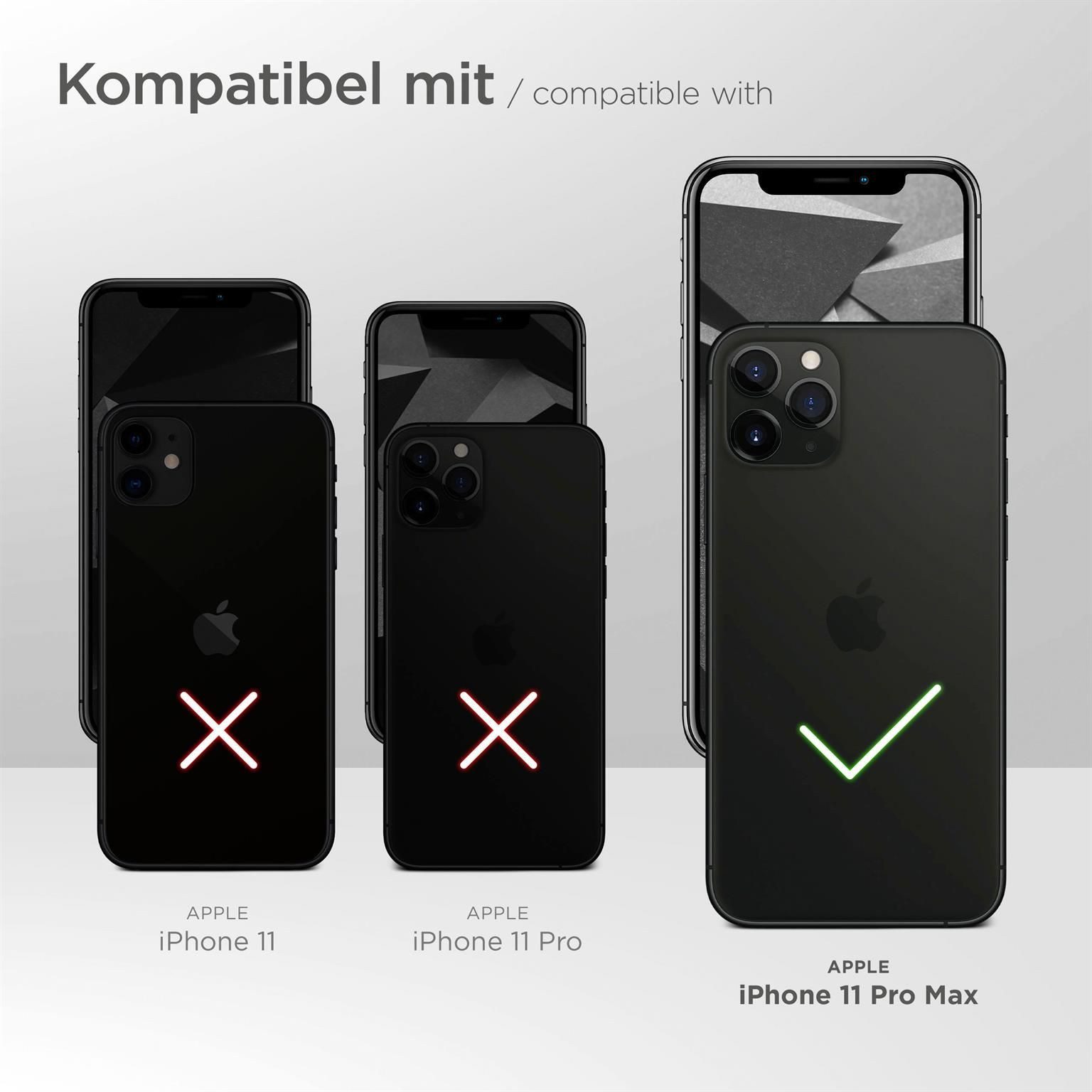 moex Handyhülle für iPhone 11 Pro Max Hülle Klappbar Book Case Weiß 6,5 Zoll, Klapphülle Kartenfach Flip Cover Handytasche Leder Optik Schutzhülle