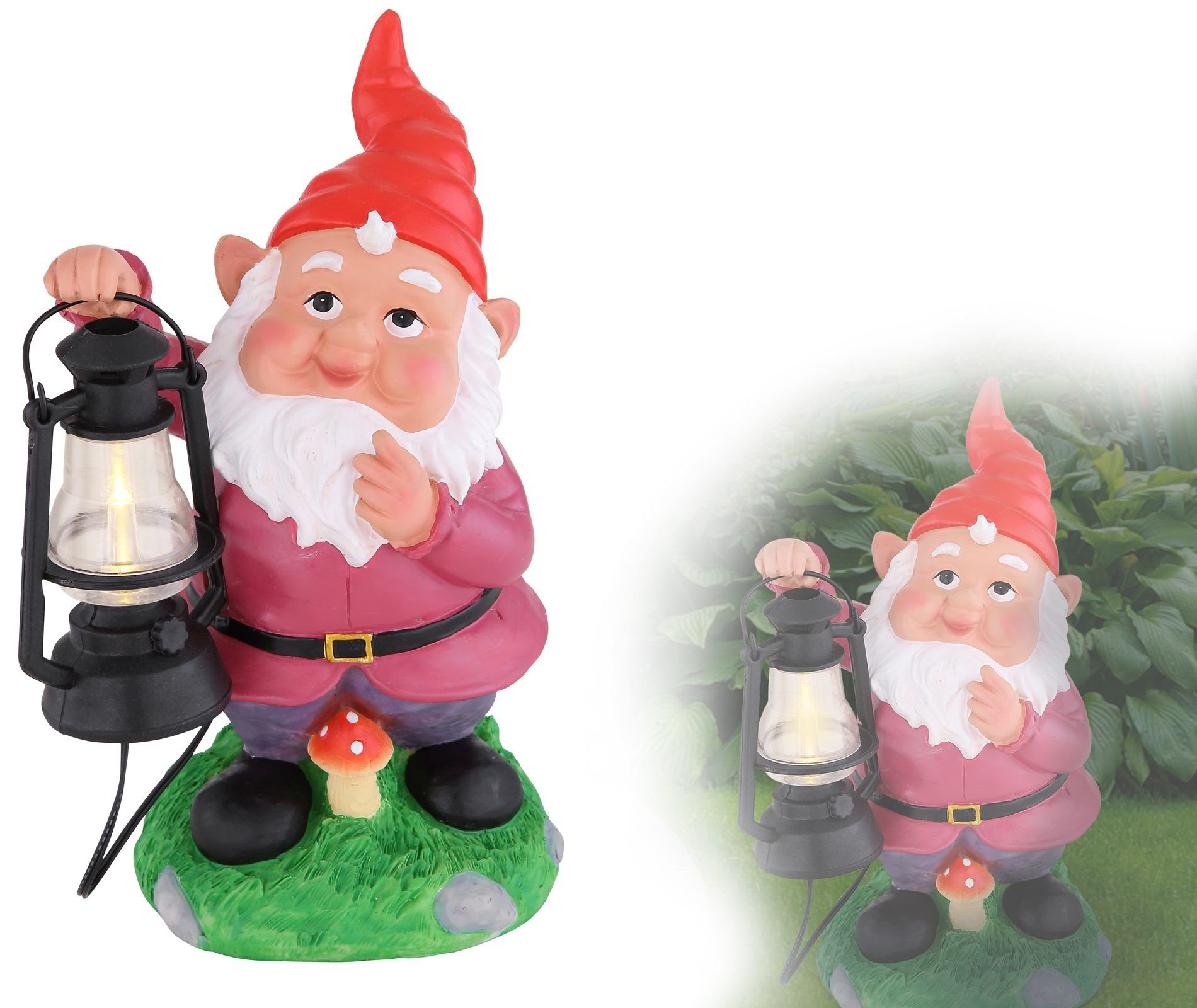 bmf-versand LED Solarleuchte Solarleuchte Garten Gartenzwerg Lustig Solarlampe Außen Außenleuchte, Gartenbeleuchtung, Balkon, Solarfigur, LED fest integriert, Warmweiß, Außenlampe
