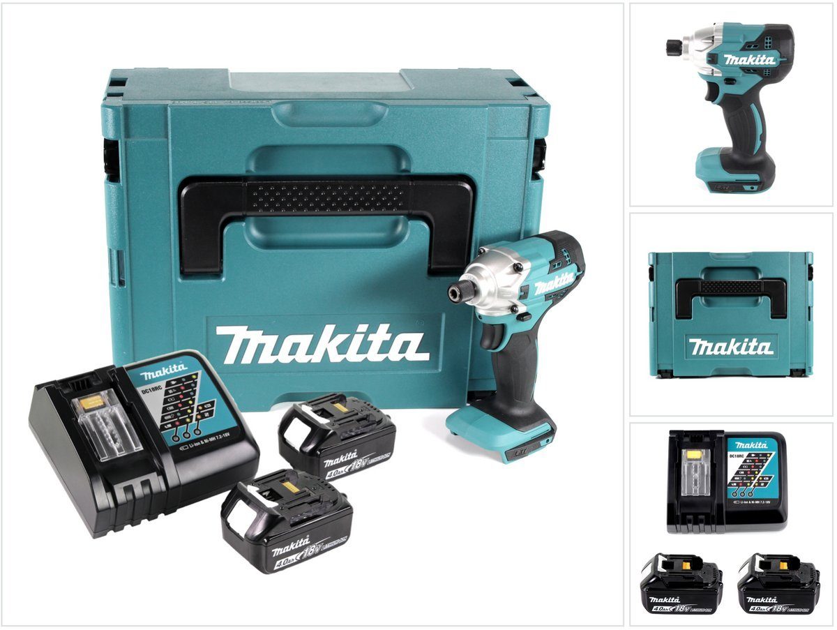 Makita Akku-Schlagschrauber DTD 156 RMJ Akku Schlagschrauber 18V 155Nm + 2x Akku 4,0Ah + Ladegerä