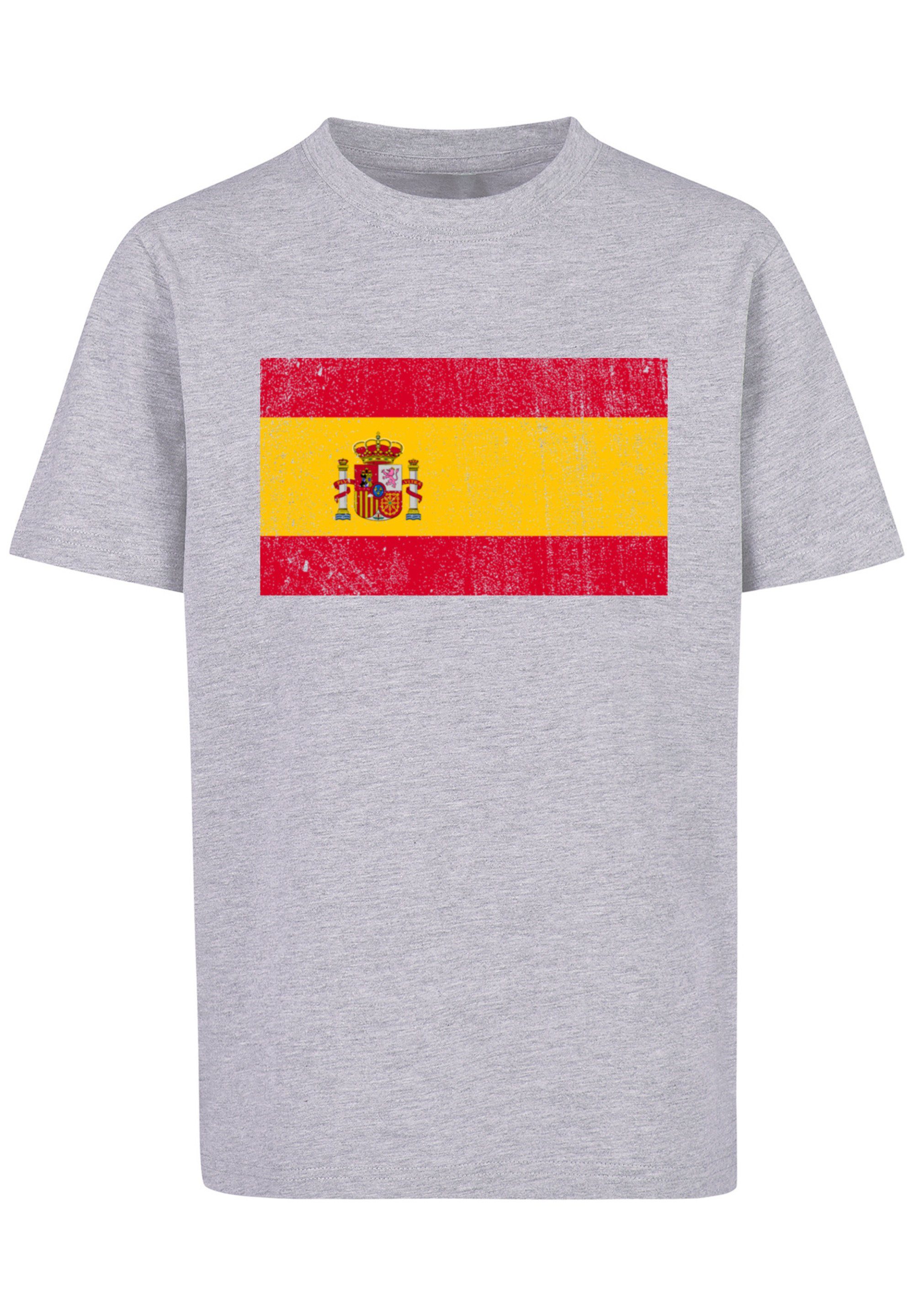 F4NT4STIC T-Shirt grey Spain heather Flagge distressed Spanien Print