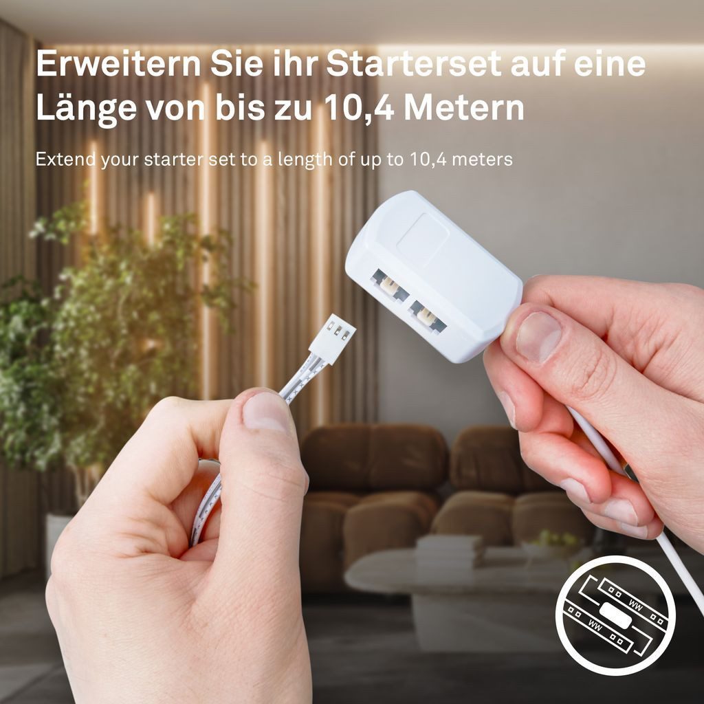 Briloner Leuchten Schrankleuchte 8018147, LED fest integriert, 2700K - Extra-Warmweiß, LED Strip 2,6m Weiß 24V Zubehör Akustikpaneele Wohnzimmer Flur