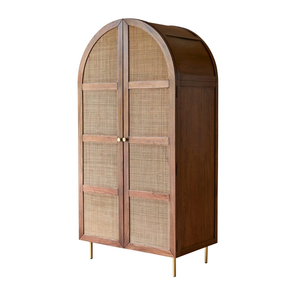 Tikamoon Kinderkleiderschrank Kinderschrank Lisbeth aus Ulmenholz und Rattan